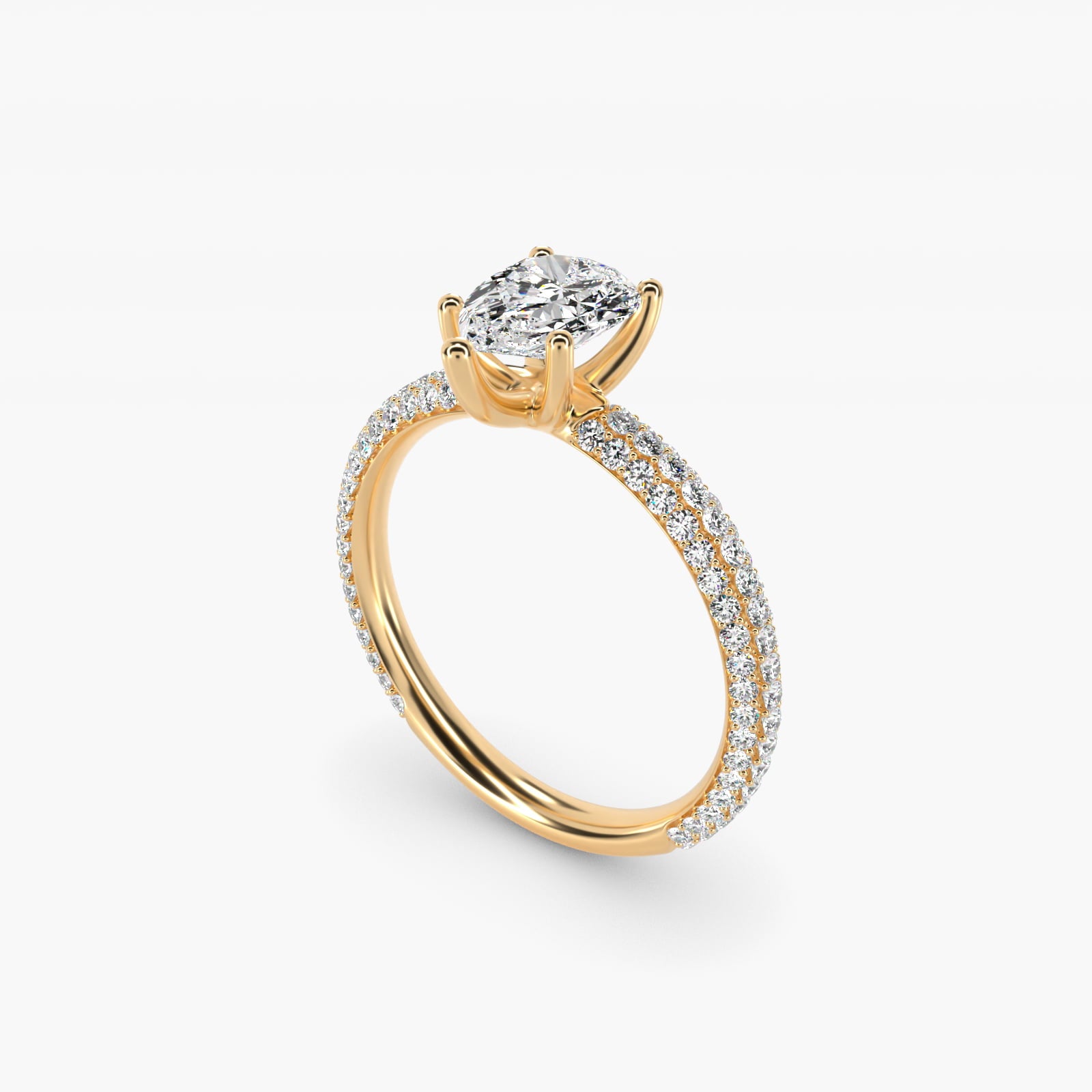 The Gallery Collection™ Rolled MicropavŽ Diamond Engagement Ring in 14K Yellow Gold (3/8 ct. tw.) - Pear Center