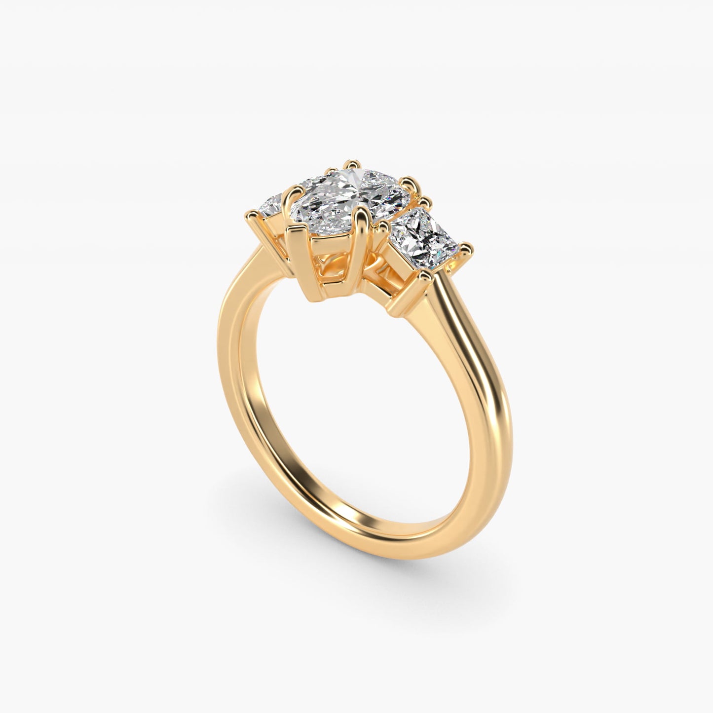 The Gallery Collection™ Princess-Cut Three-Stone Diamond Engagement Ring in 14K Yellow Gold (3/8 ct. tw.) - Pear Center