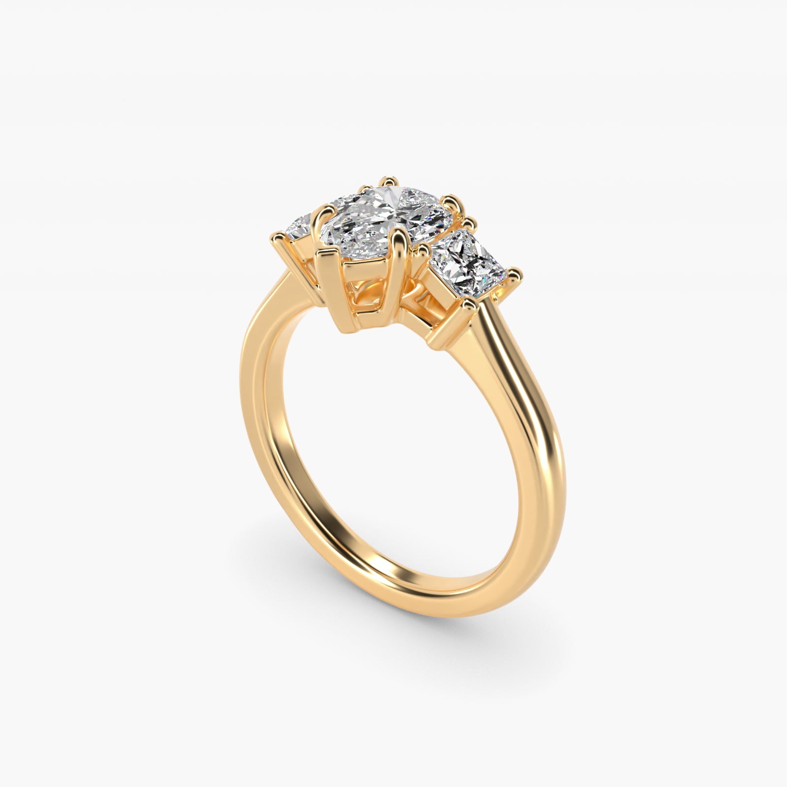 The Gallery Collectionª Princess-Cut Three-Stone Diamond Engagement Ring in 18k Yellow Gold (3/8 ct. tw.) - Pear Center