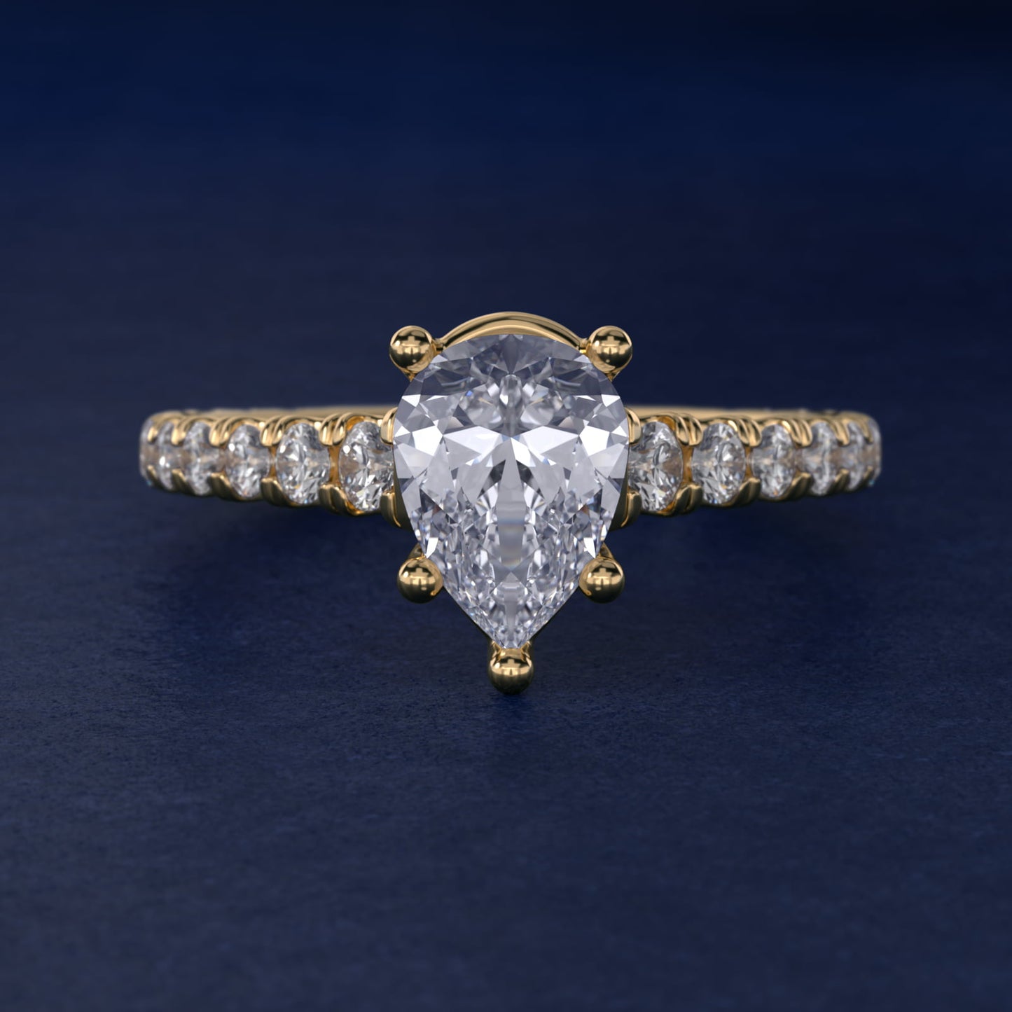 The Gallery Collection™ Cathedral PavŽ Diamond Engagement Ring in 14K Yellow Gold (5/8 ct. tw.) - Pear Center