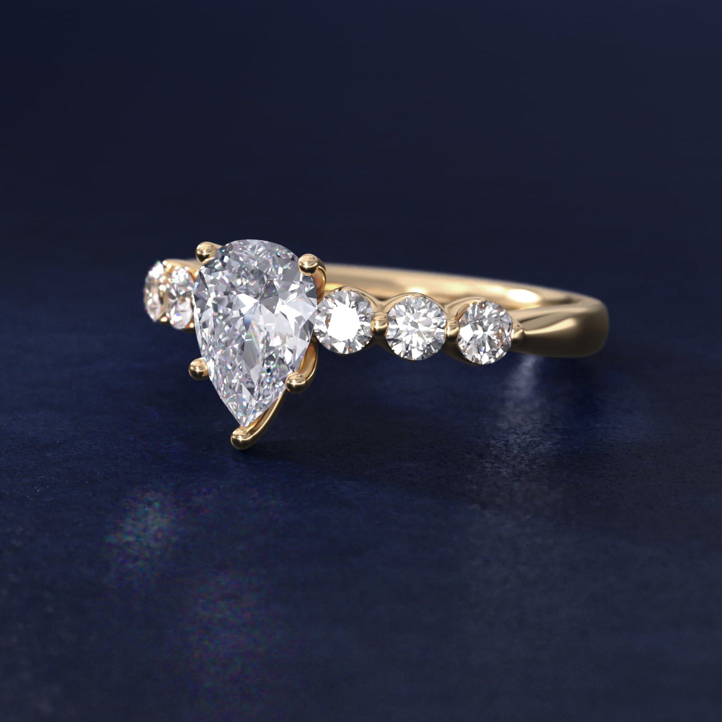 The Gallery Collection™ Floating Diamond Engagement Ring in 18k Yellow Gold (1/3 ct. tw.) - Pear Center