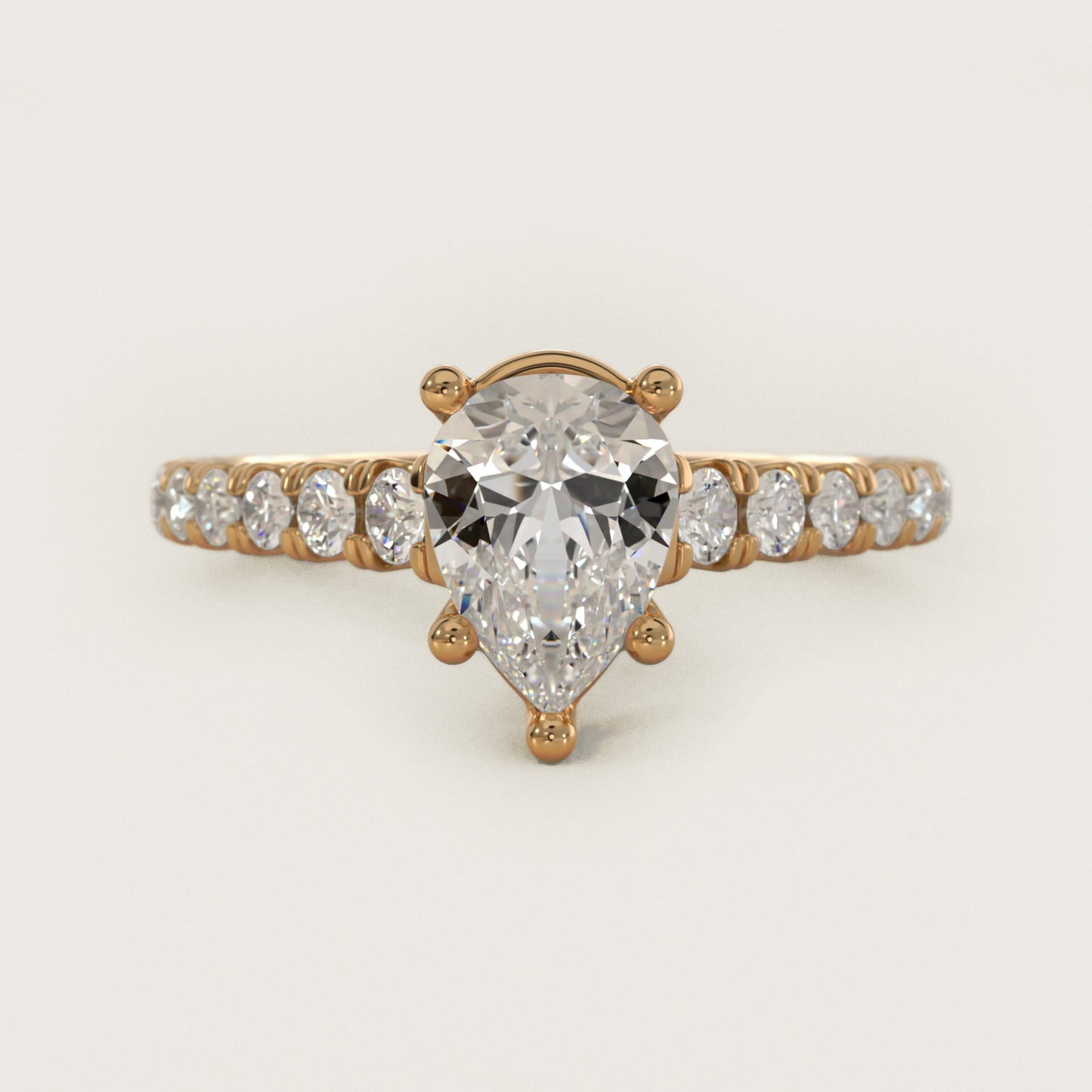 The Gallery Collection™ Cathedral PavŽ Diamond Engagement Ring in 14K Yellow Gold (5/8 ct. tw.) - Pear Center