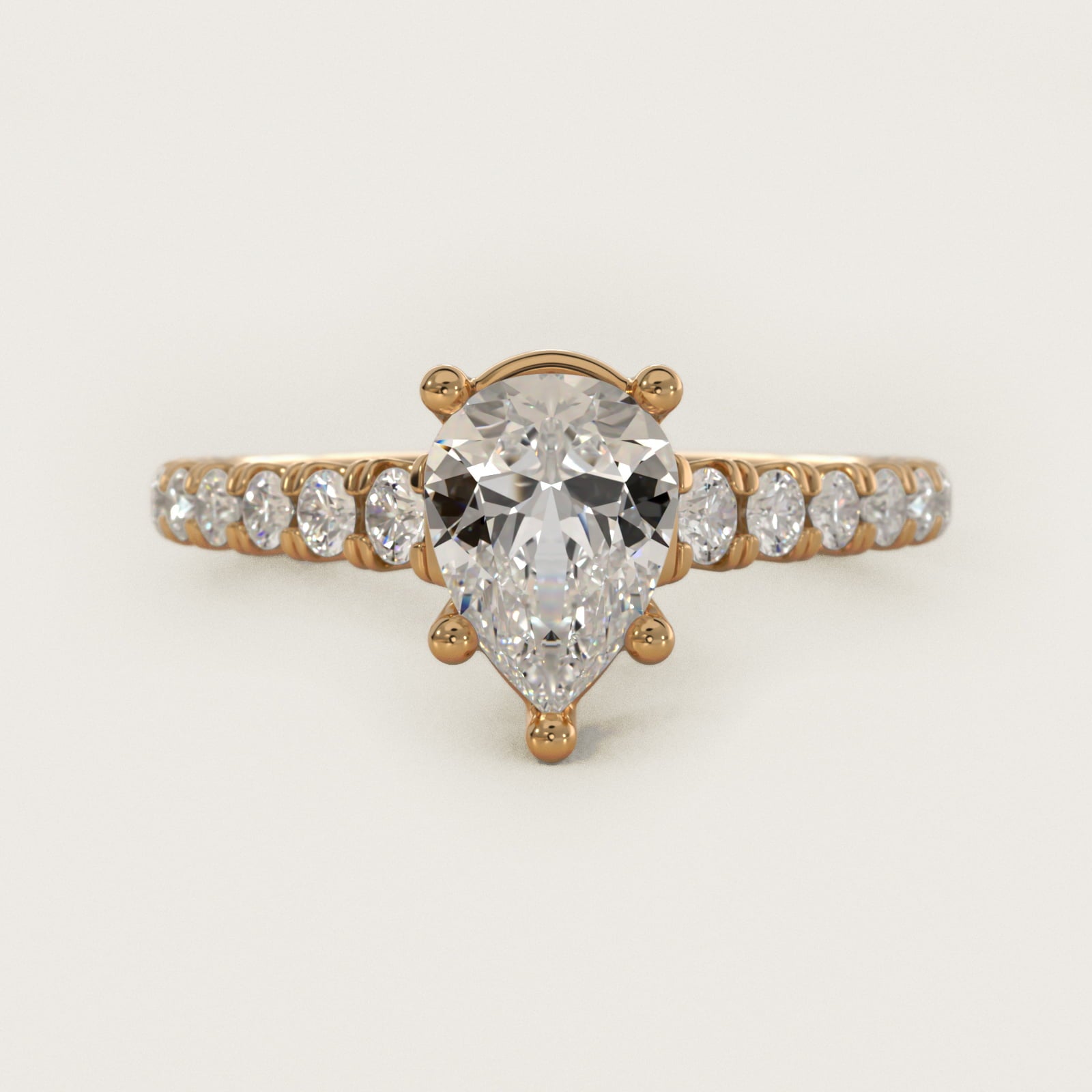 The Gallery Collection™ Cathedral PavŽ Diamond Engagement Ring in 14K Yellow Gold (5/8 ct. tw.) - Pear Center