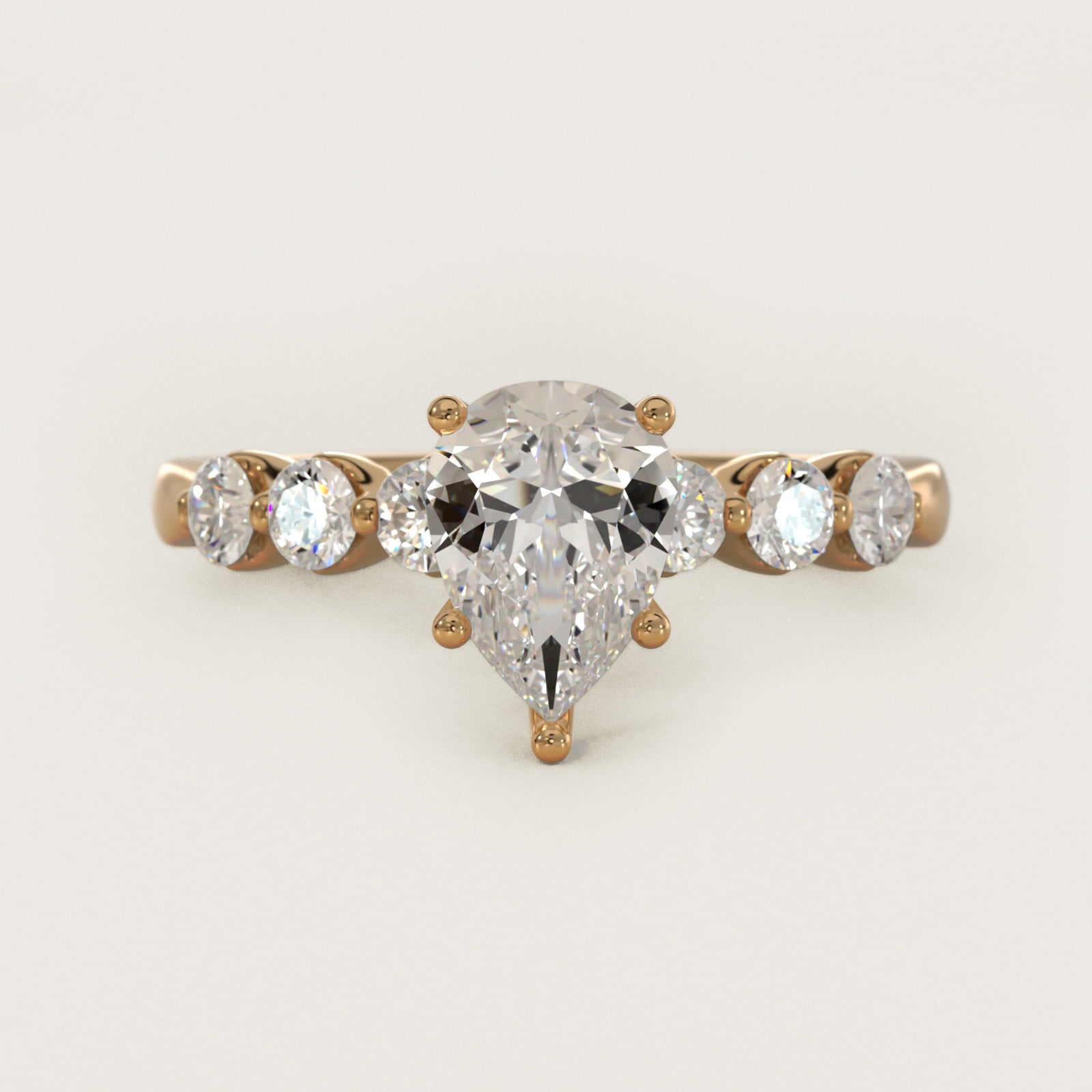 The Gallery Collection™ Floating Diamond Engagement Ring in 18k Yellow Gold (1/3 ct. tw.) - Pear Center