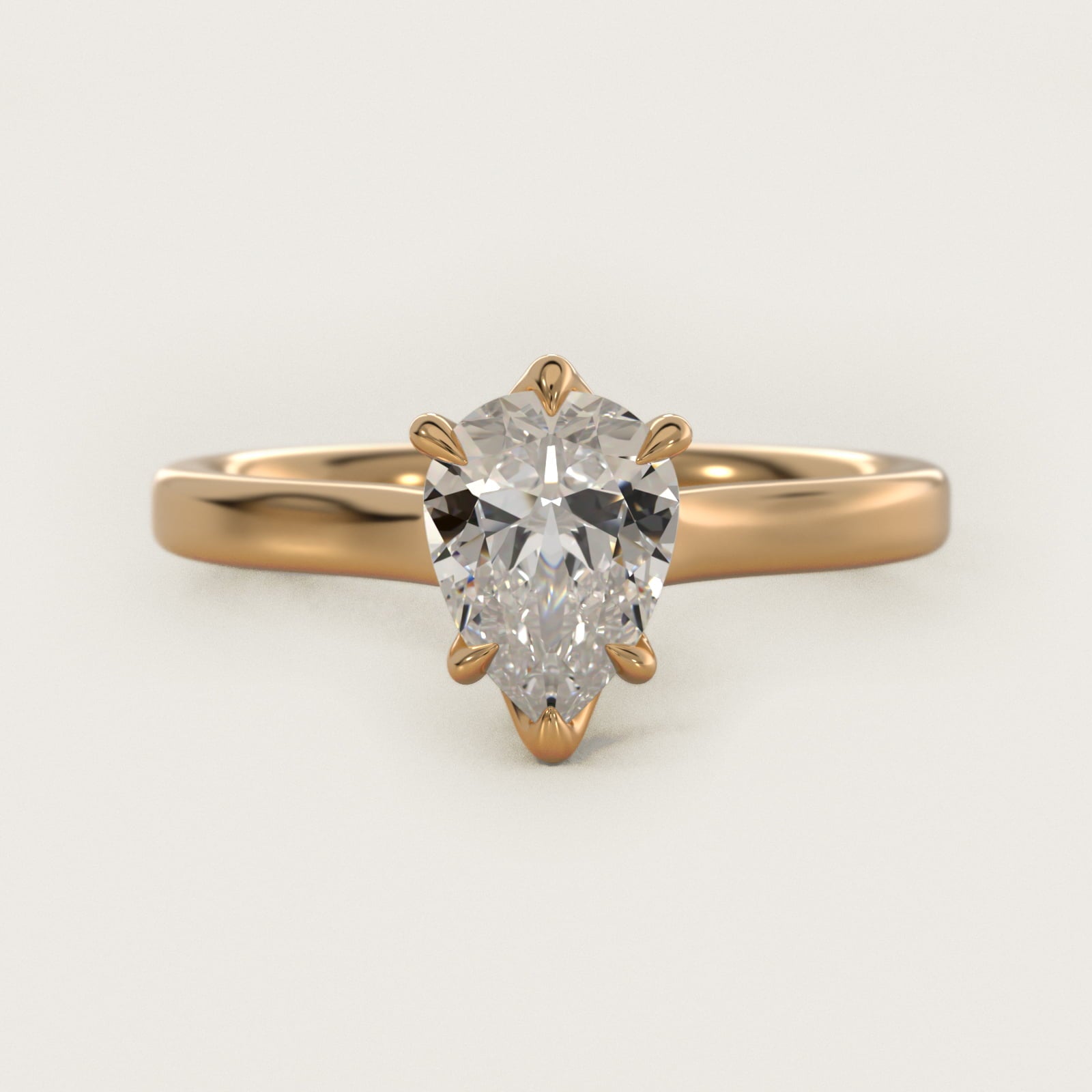 The Gallery Collection Six-Prong Trellis Solitaire Diamond Engagement Ring in 14K Yellow Gold - Pear Center