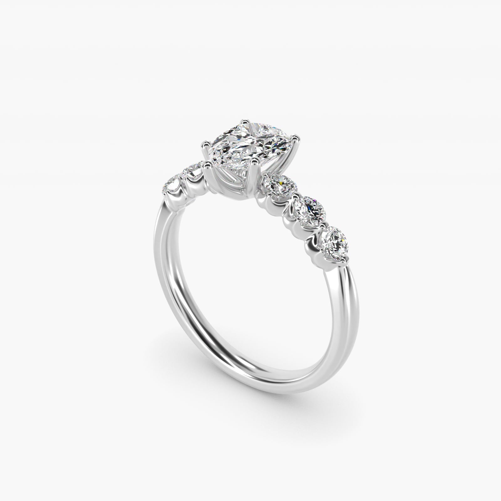 The Gallery Collection? Floating Diamond Engagement Ring in Platinum (1/3 ct. tw.) - Pear Center