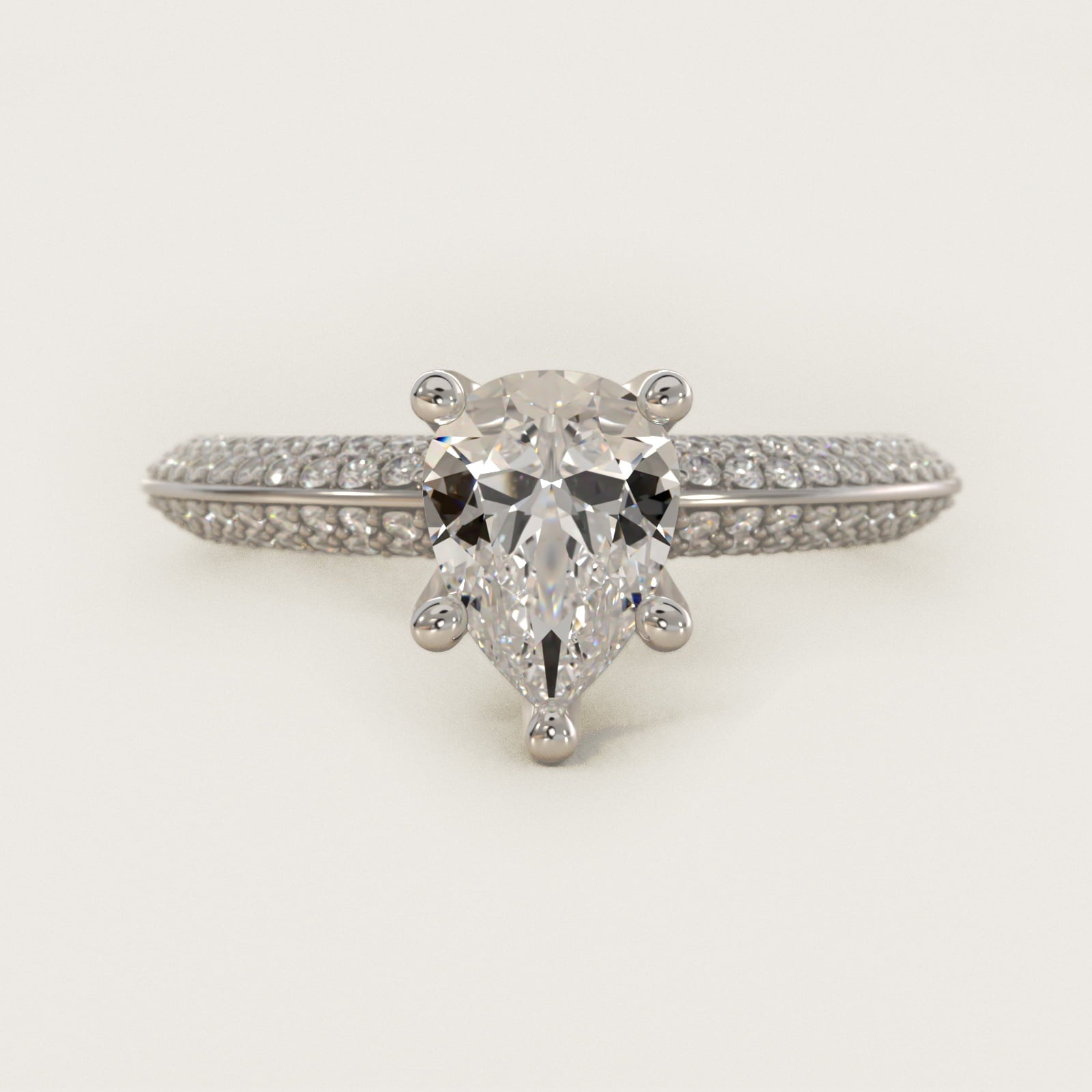 The Gallery Collection™ Knife Edge MicropavŽ Diamond Engagement Ring in Platinum (3/8 ct. tw.) - Pear Center