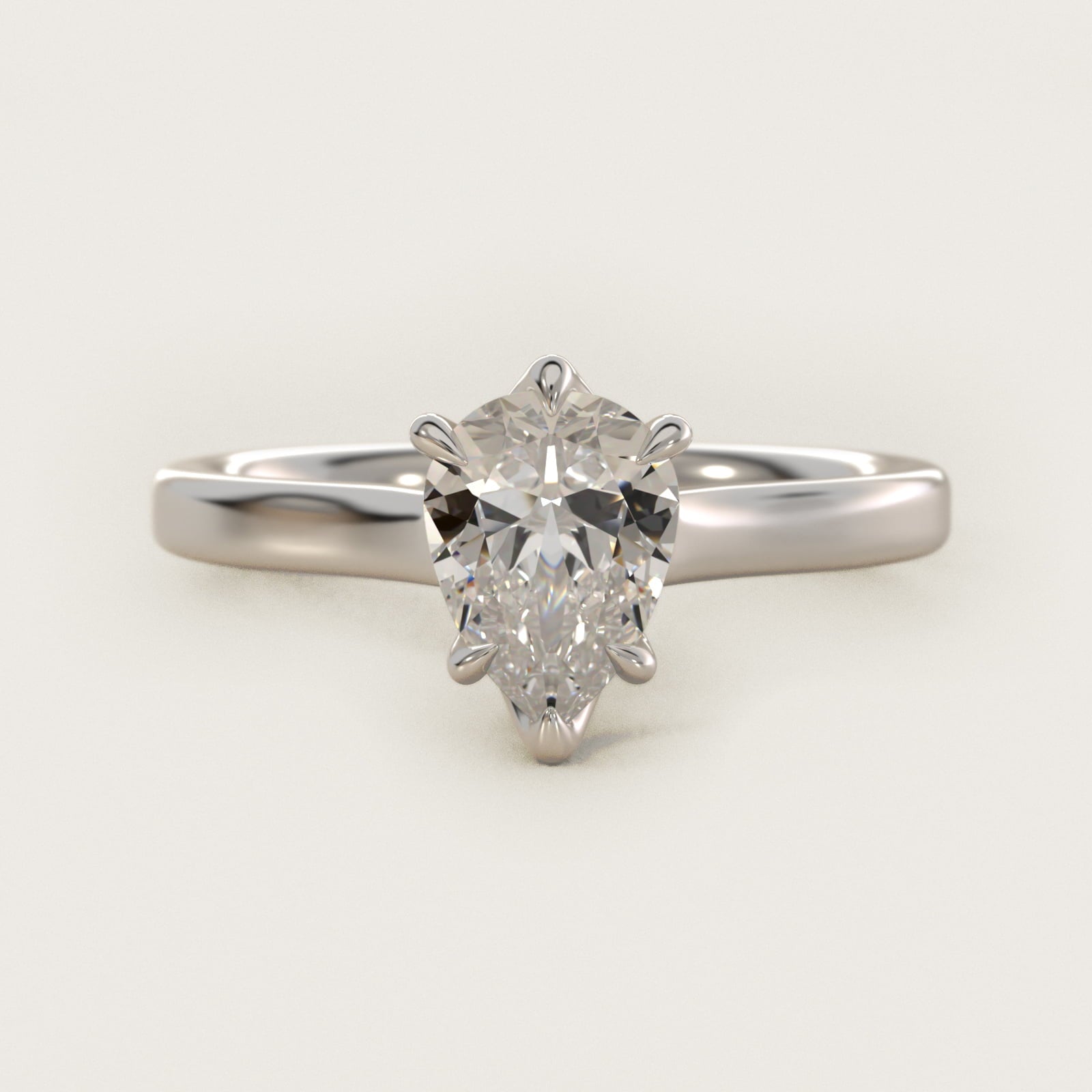 The Gallery Collection Six-Prong Trellis Solitaire Diamond Engagement Ring in Platinum - Pear Center