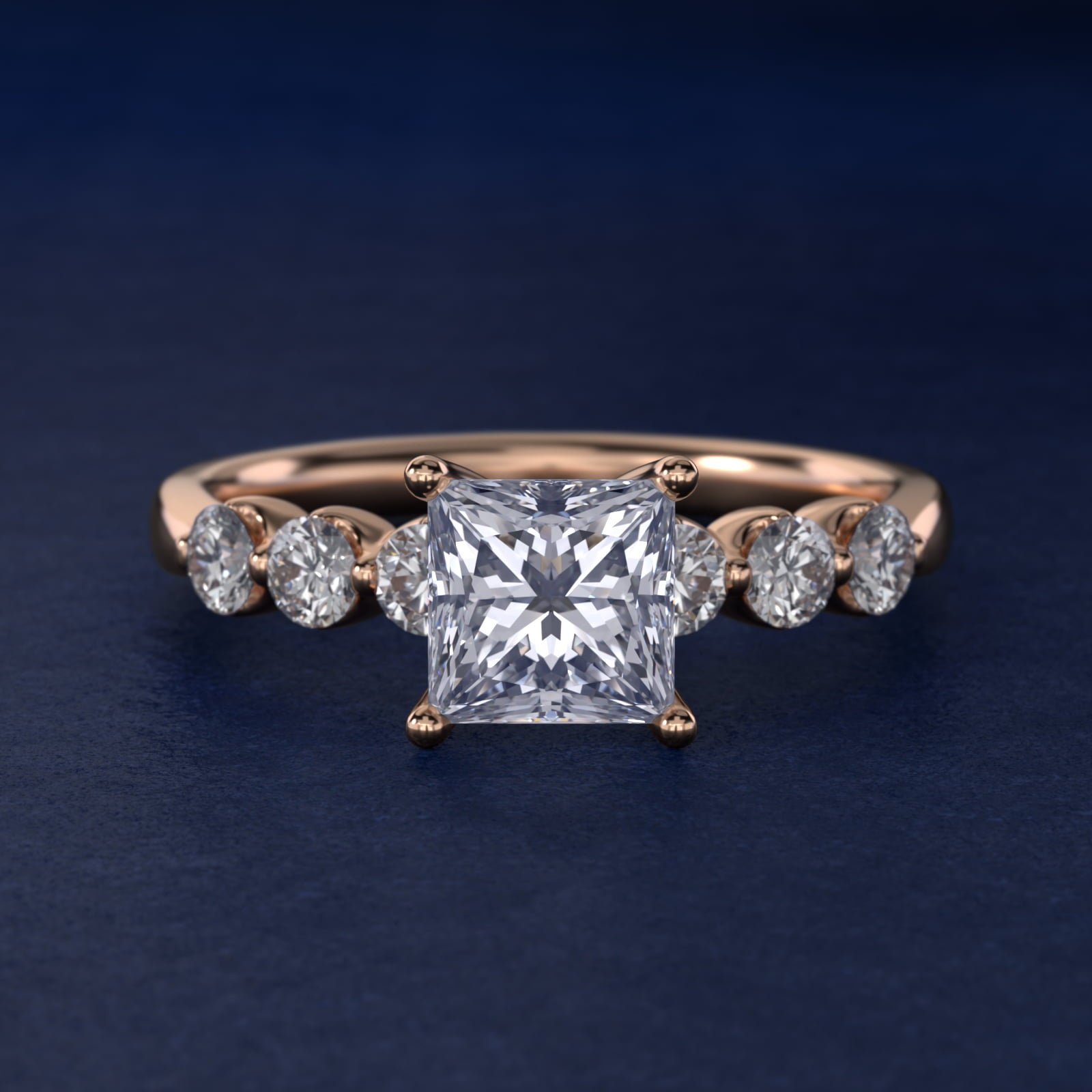 The Gallery Collection™ Floating Diamond Engagement Ring in 14k Rose Gold (1/3 ct. tw.) - Princess Center