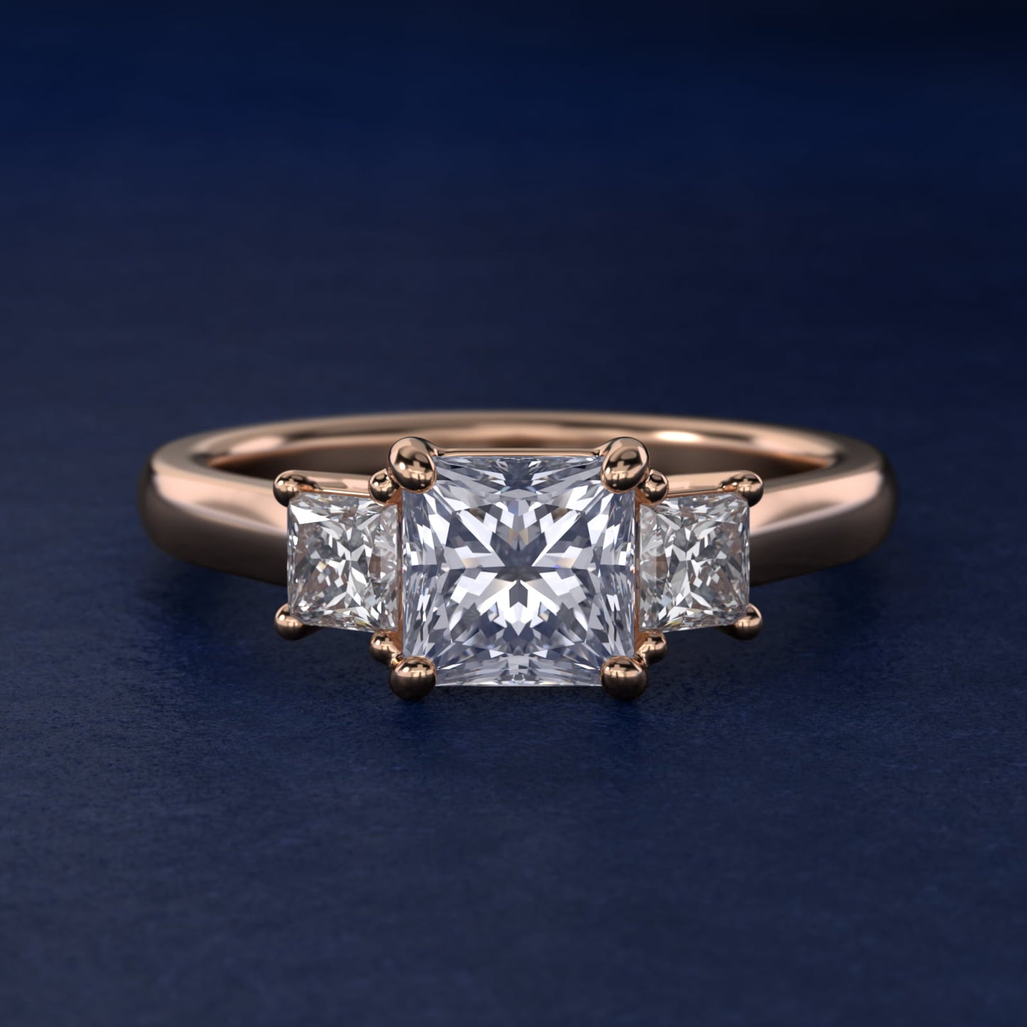 The Gallery Collectionª Princess-Cut Three-Stone Diamond Engagement Ring in 18k Rose Gold (3/8 ct. tw.) - Princess Center
