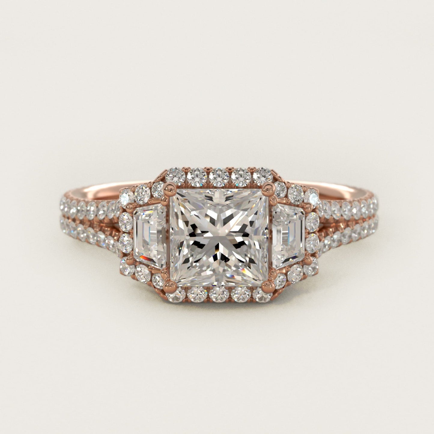 The Gallery Collection? Rolled Micropav? Diamond Engagement Ring in 18k Rose Gold (3/8 ct. tw.) - Princess Center