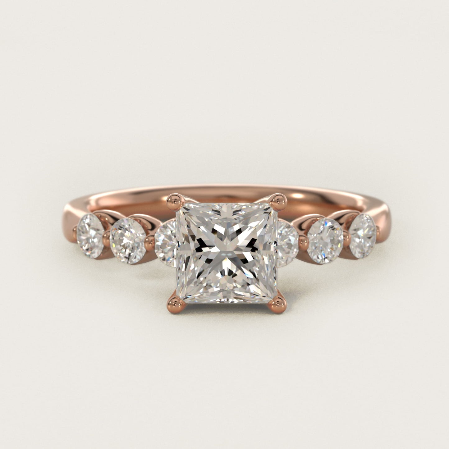 The Gallery Collection™ Floating Diamond Engagement Ring in 14k Rose Gold (1/3 ct. tw.) - Princess Center