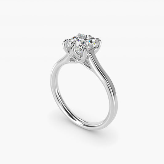 The Gallery Collection Six-Prong Trellis Solitaire Diamond Engagement Ring in 18k White Gold - Princess Center