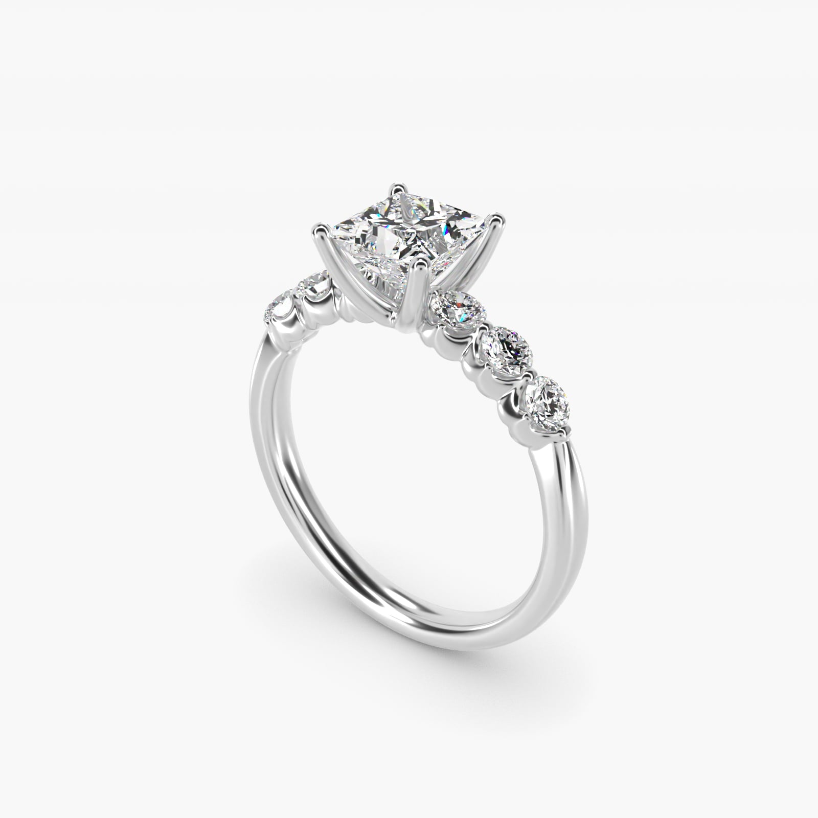 The Gallery Collection™ Floating Diamond Engagement Ring in 14k White Gold (1/3 ct. tw.) - Princess Center