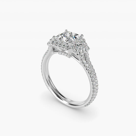 The Gallery Collection? Rolled Micropav? Diamond Engagement Ring in 18k White Gold (3/8 ct. tw.) - Princess Center