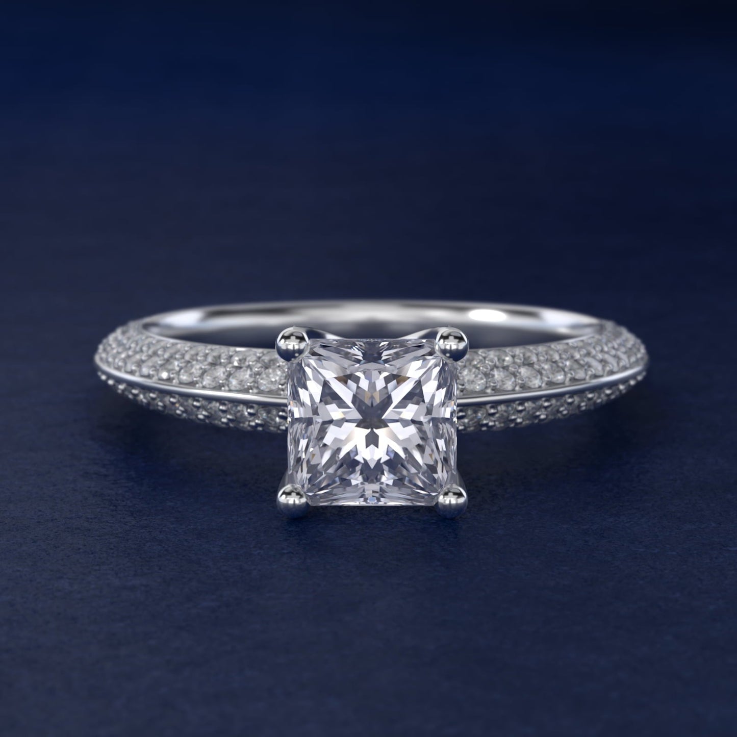 The Gallery Collection? Floating Diamond Engagement Ring in 18k White Gold (1/3 ct. tw.) - Princess Center