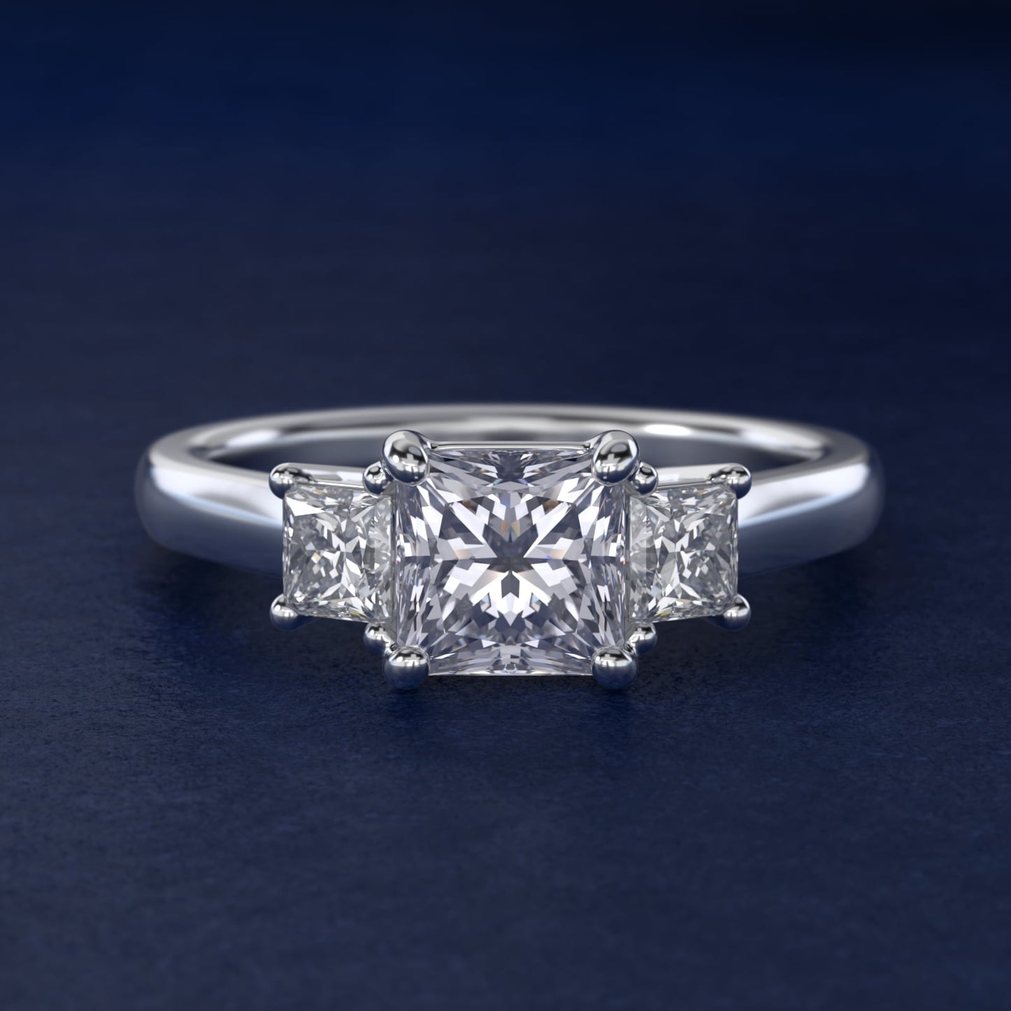The Gallery Collection™ Princess-Cut Three-Stone Diamond Engagement Ring in 14k White Gold (3/8 ct. tw.) - Princess Center