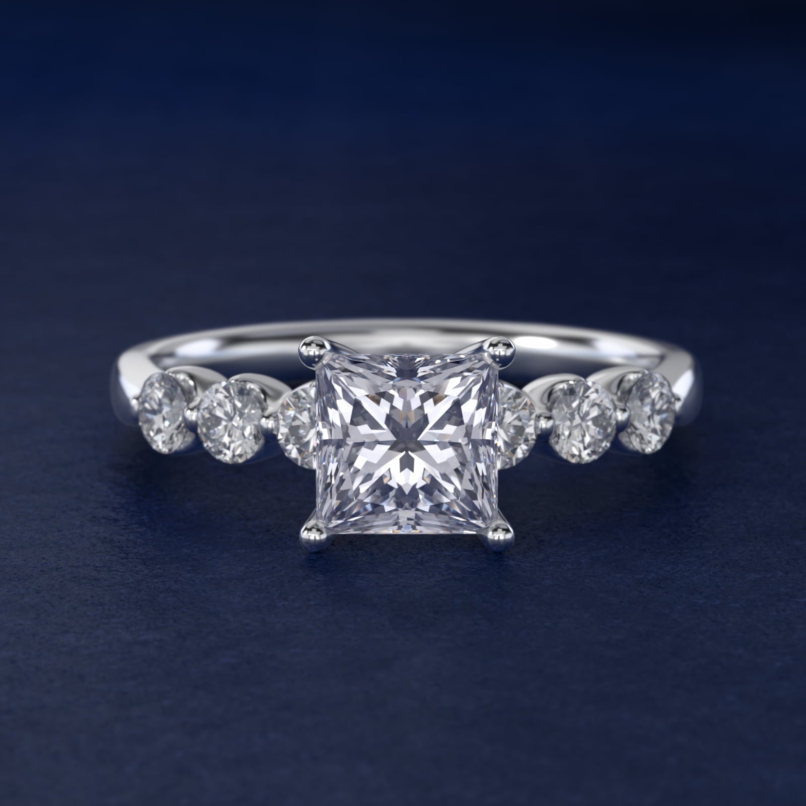 The Gallery Collection™ Floating Diamond Engagement Ring in 14k White Gold (1/3 ct. tw.) - Princess Center