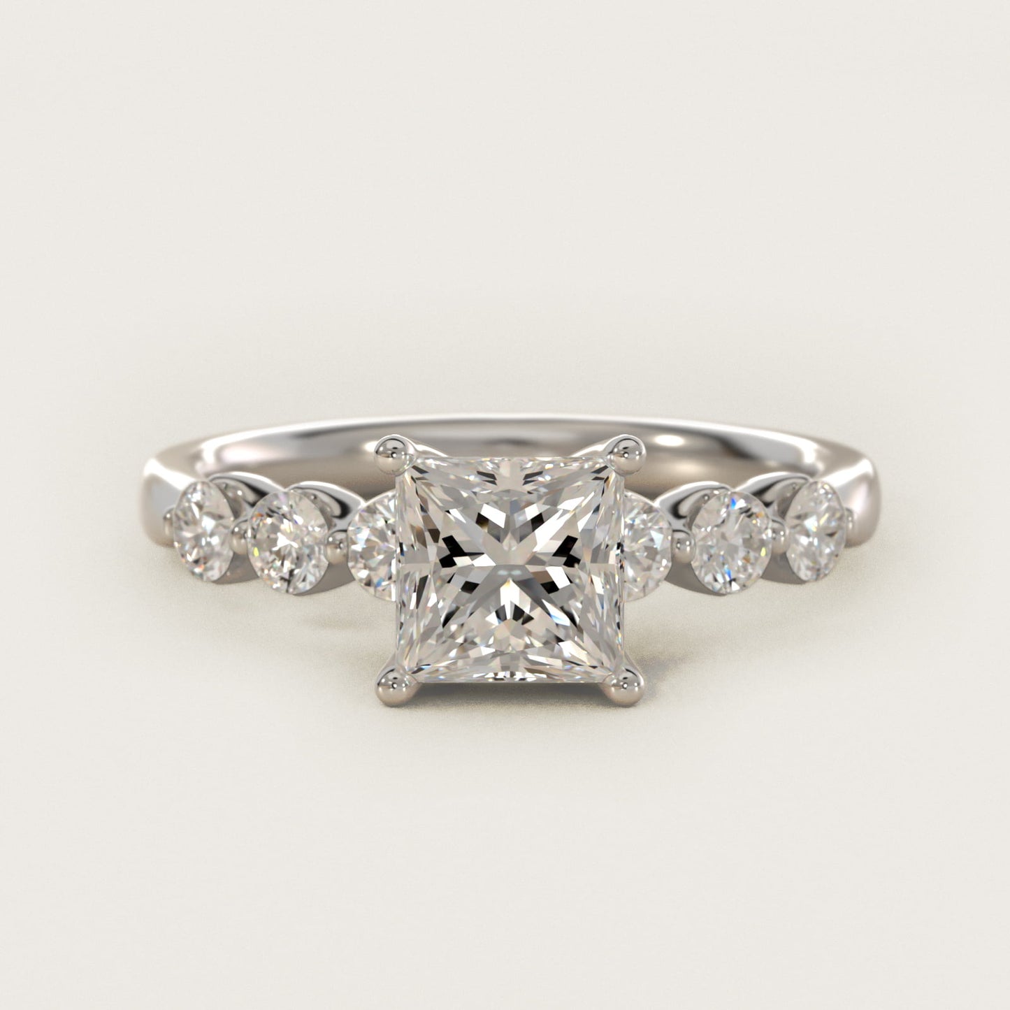 The Gallery Collection™ Floating Diamond Engagement Ring in 14k White Gold (1/3 ct. tw.) - Princess Center