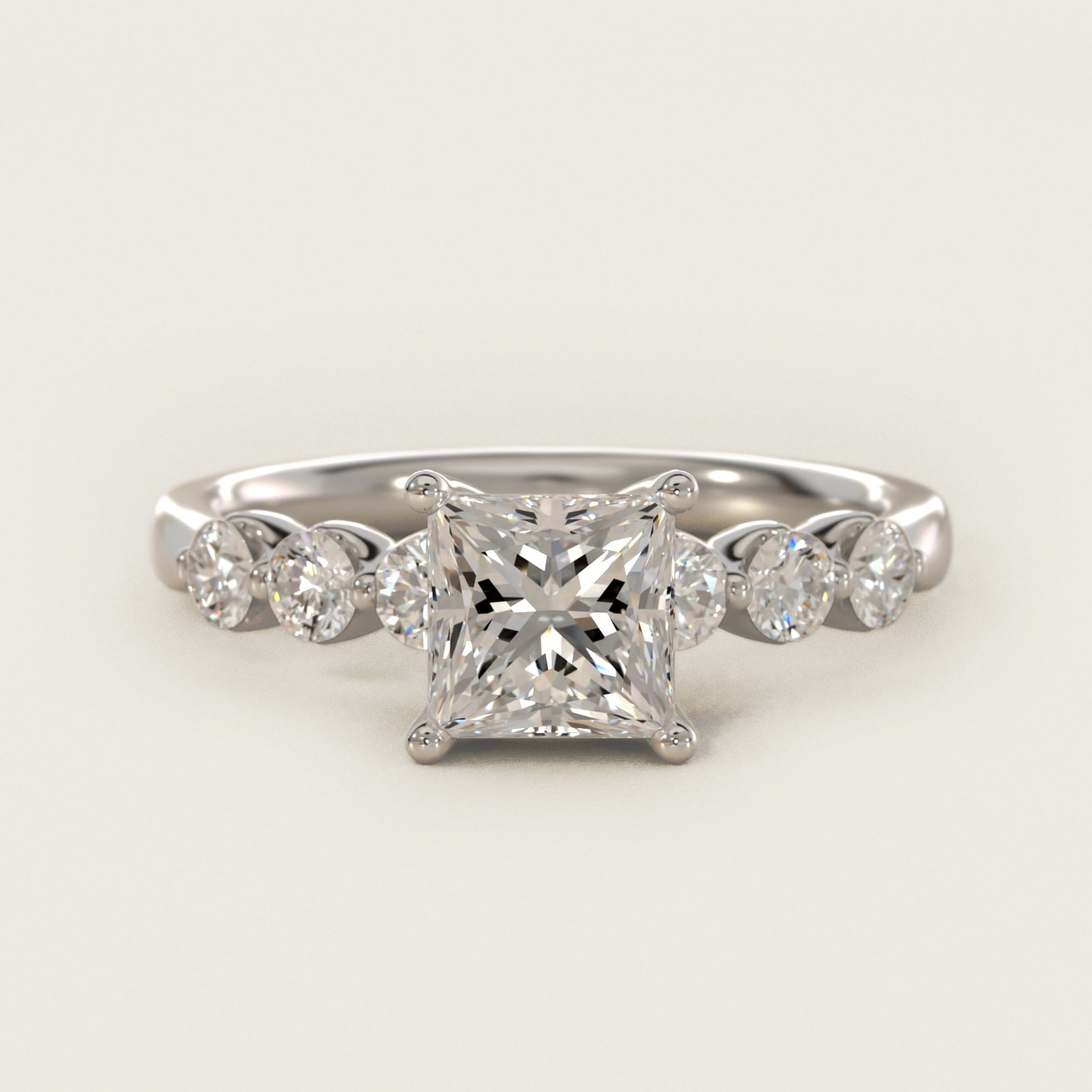 The Gallery Collection™ Floating Diamond Engagement Ring in 14k White Gold (1/3 ct. tw.) - Princess Center
