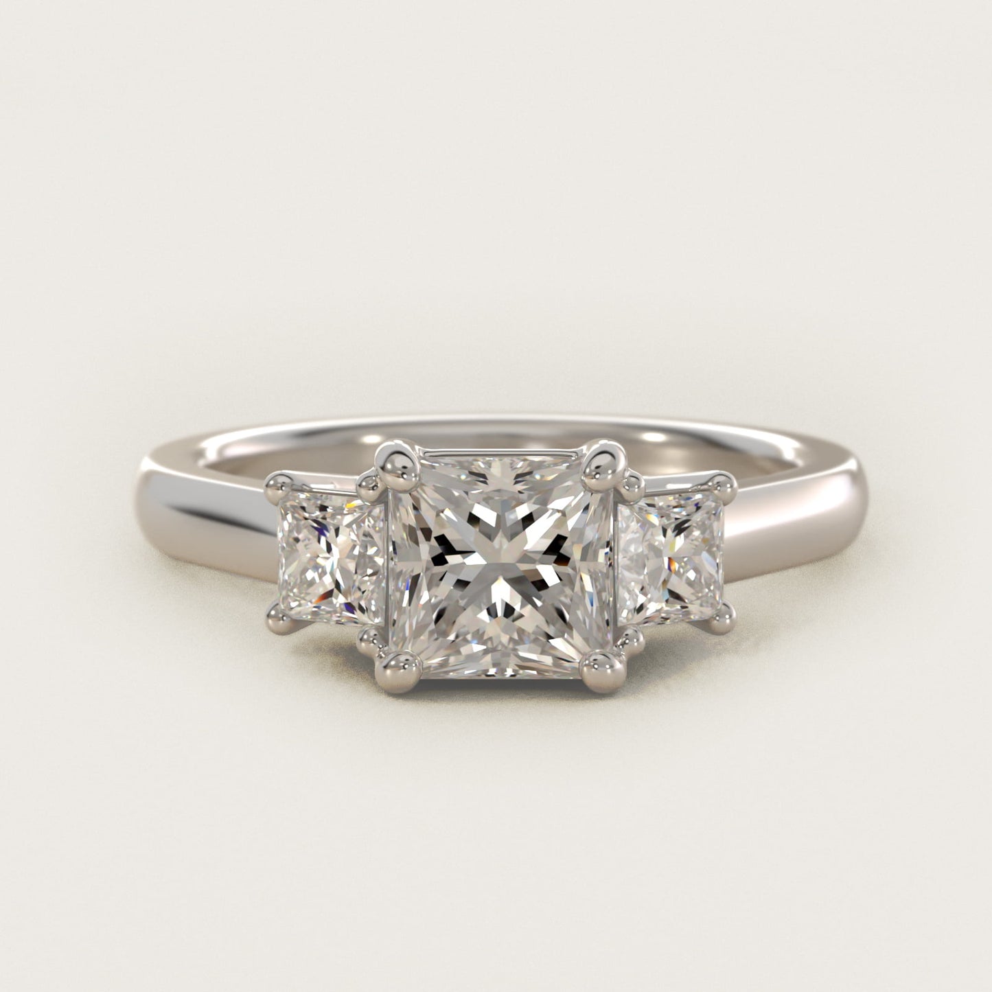 The Gallery Collection™ Princess-Cut Three-Stone Diamond Engagement Ring in 14k White Gold (3/8 ct. tw.) - Princess Center