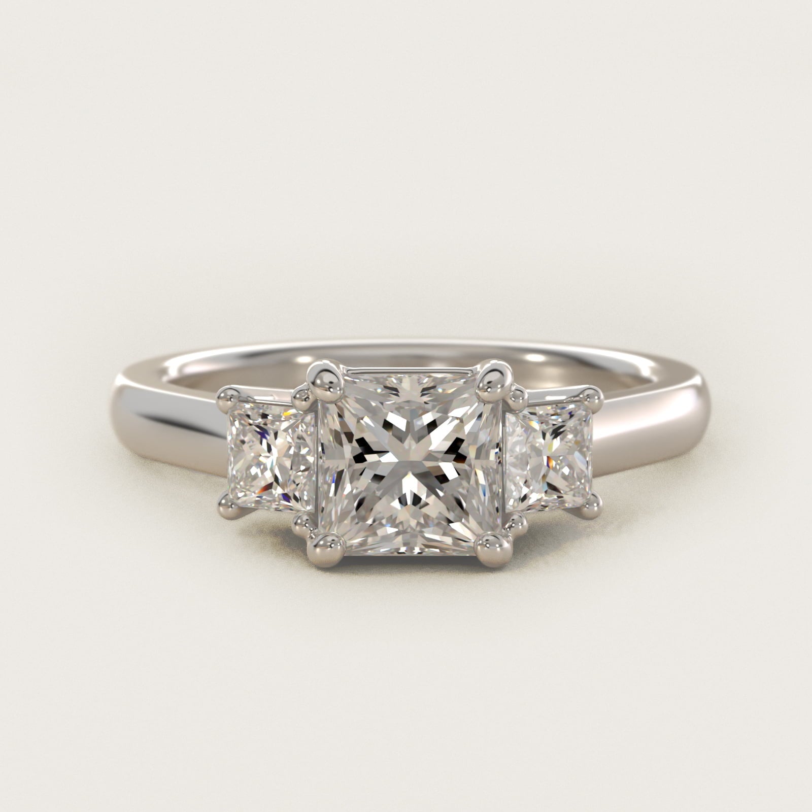 The Gallery Collection™ Princess-Cut Three-Stone Diamond Engagement Ring in 14k White Gold (3/8 ct. tw.) - Princess Center