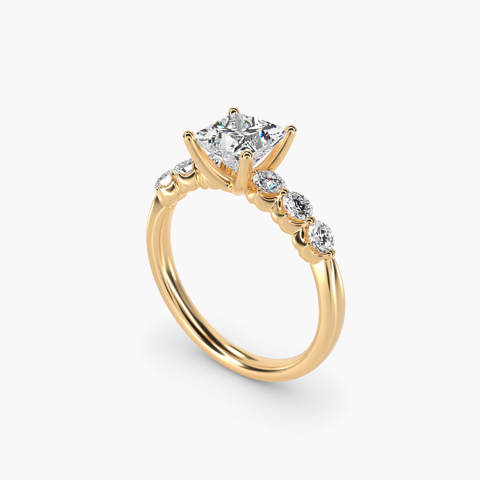 The Gallery Collection™ Floating Diamond Engagement Ring in 18k Yellow Gold (1/3 ct. tw.) - Princess Center