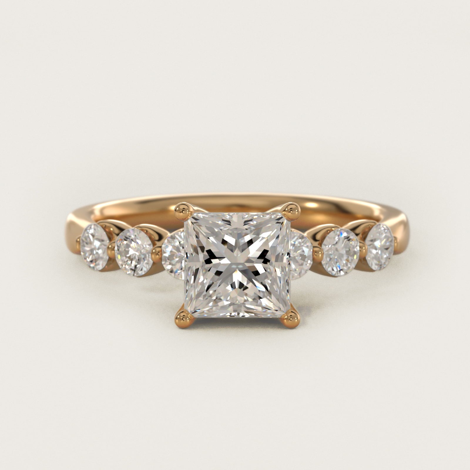 The Gallery Collection™ Floating Diamond Engagement Ring in 18k Yellow Gold (1/3 ct. tw.) - Princess Center