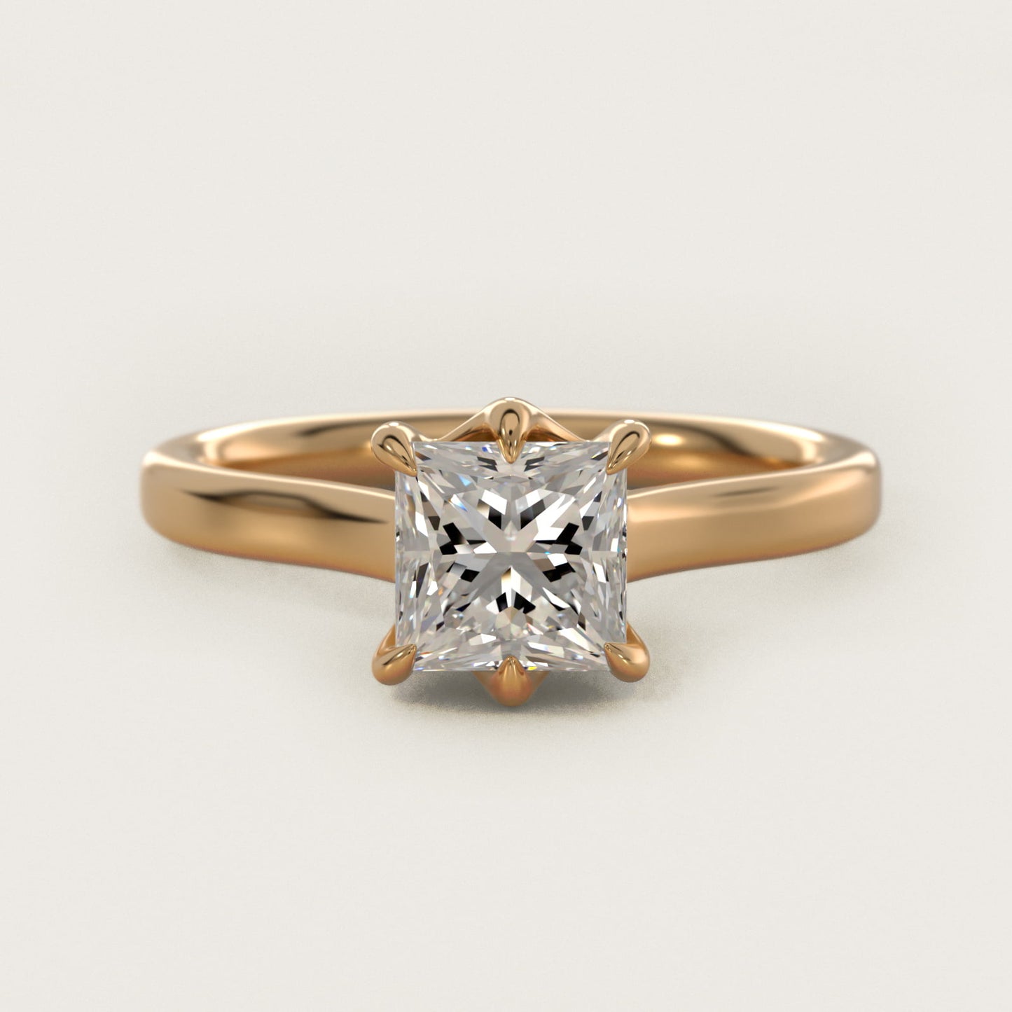 The Gallery Collection Six-Prong Trellis Solitaire Diamond Engagement Ring in 14K Yellow Gold - Princess Center
