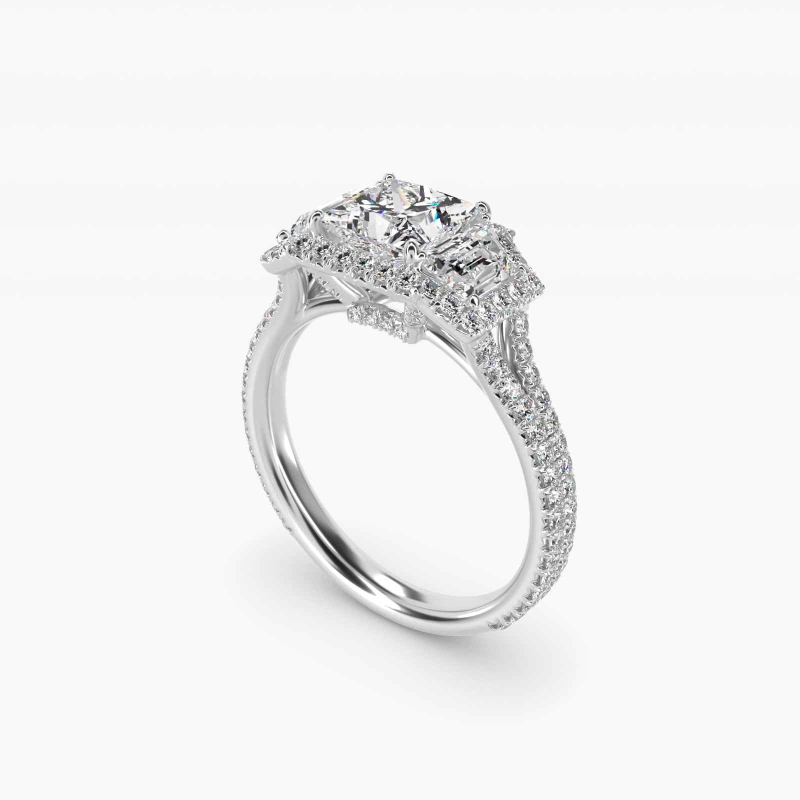The Gallery Collection? Rolled Micropav? Diamond Engagement Ring in Platinum (3/8 ct. tw.) - Princess Center