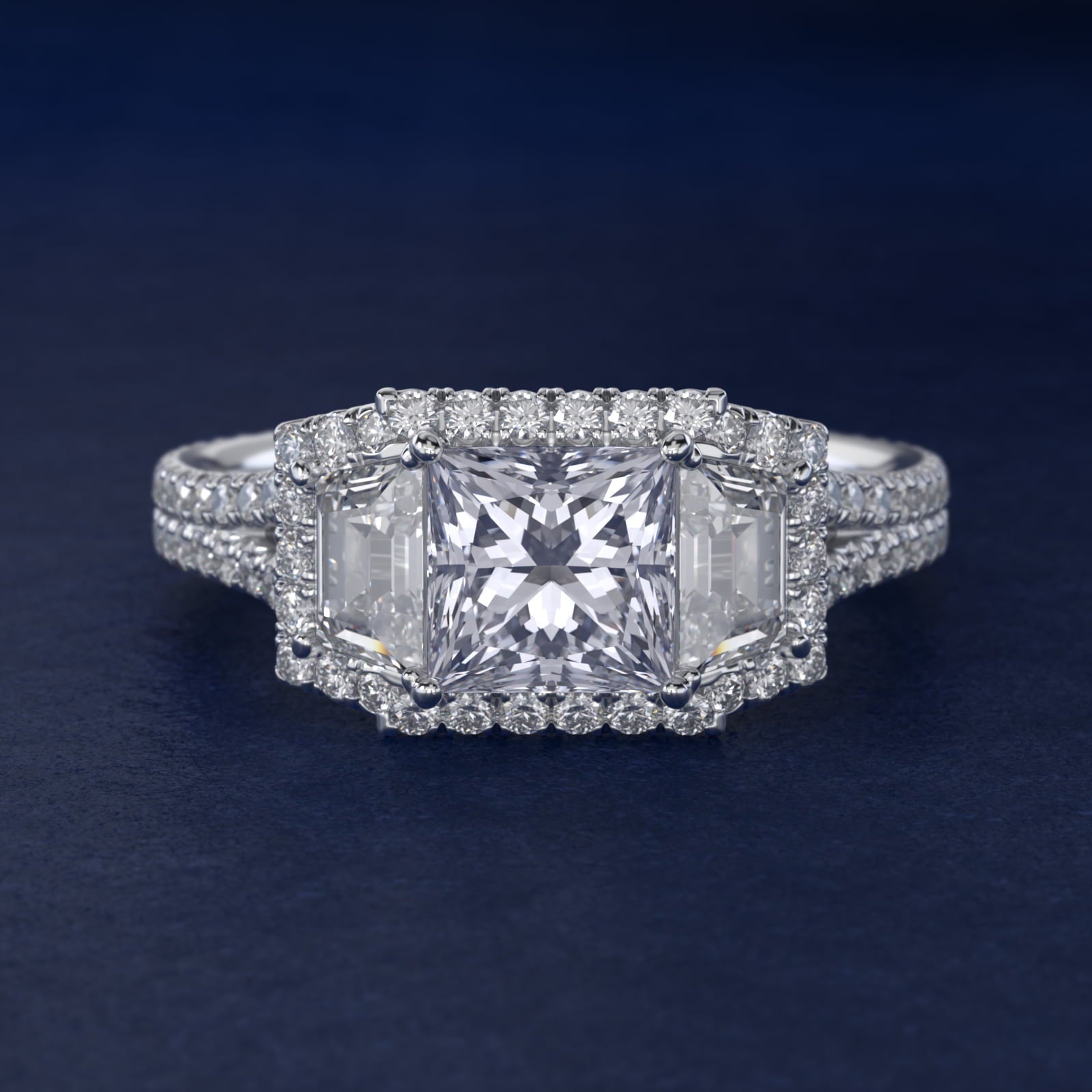 The Gallery Collection? Floating Diamond Engagement Ring in Platinum (1/3 ct. tw.) - Princess Center
