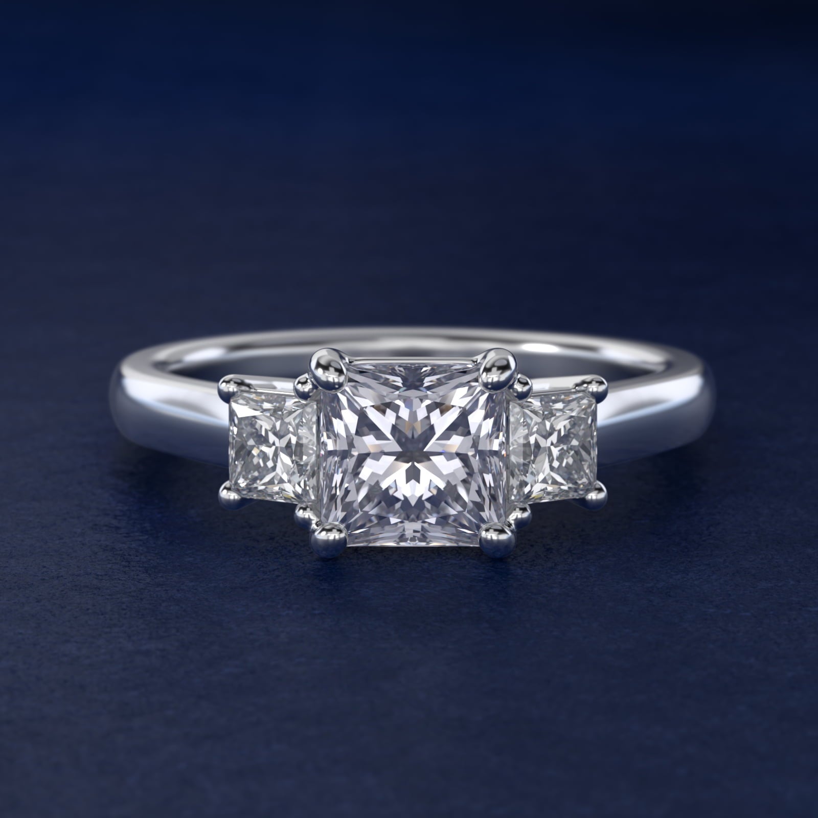 The Gallery Collectionª Princess-Cut Three-Stone Diamond Engagement Ring in Platinum (3/8 ct. tw.) - Princess Center