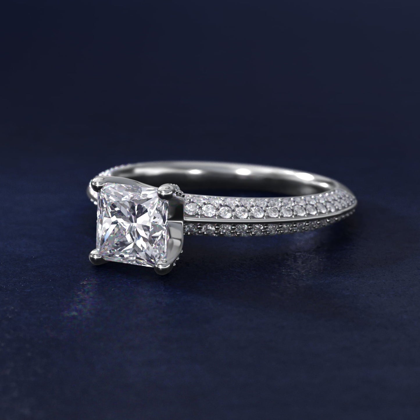 The Gallery Collection? Rolled Micropav? Diamond Engagement Ring in Platinum (3/8 ct. tw.) - Princess Center