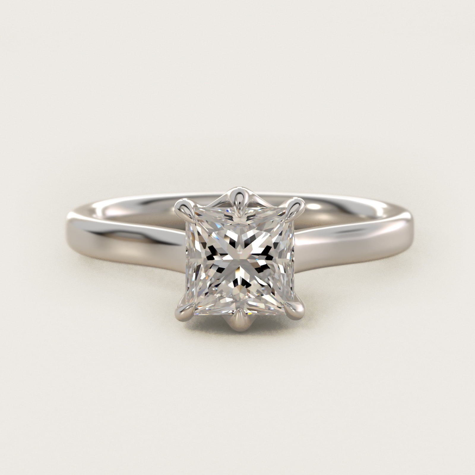 The Gallery Collection Six-Prong Trellis Solitaire Diamond Engagement Ring in Platinum - Princess Center