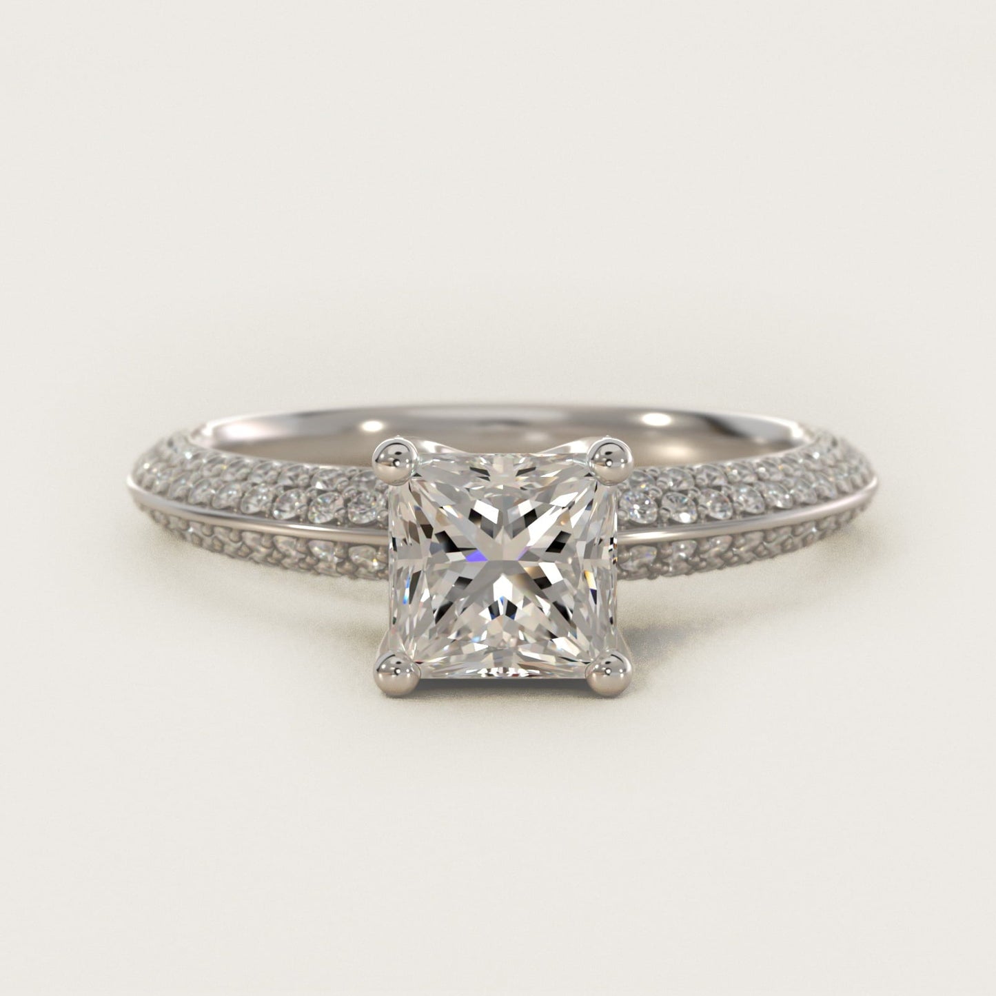 The Gallery Collection? Rolled Micropav? Diamond Engagement Ring in Platinum (3/8 ct. tw.) - Princess Center