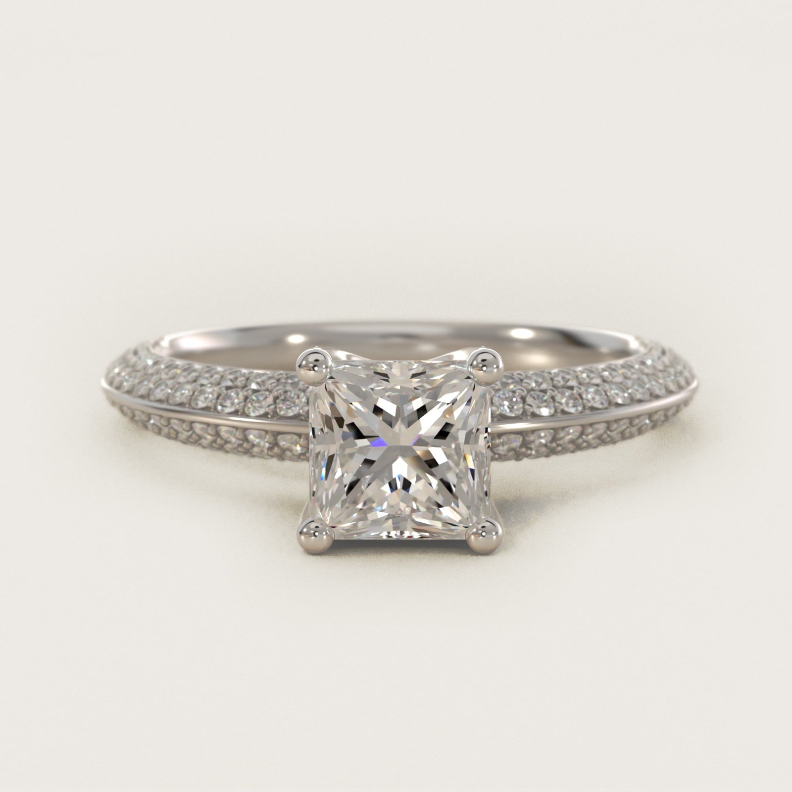 The Gallery Collection? Floating Diamond Engagement Ring in Platinum (1/3 ct. tw.) - Princess Center