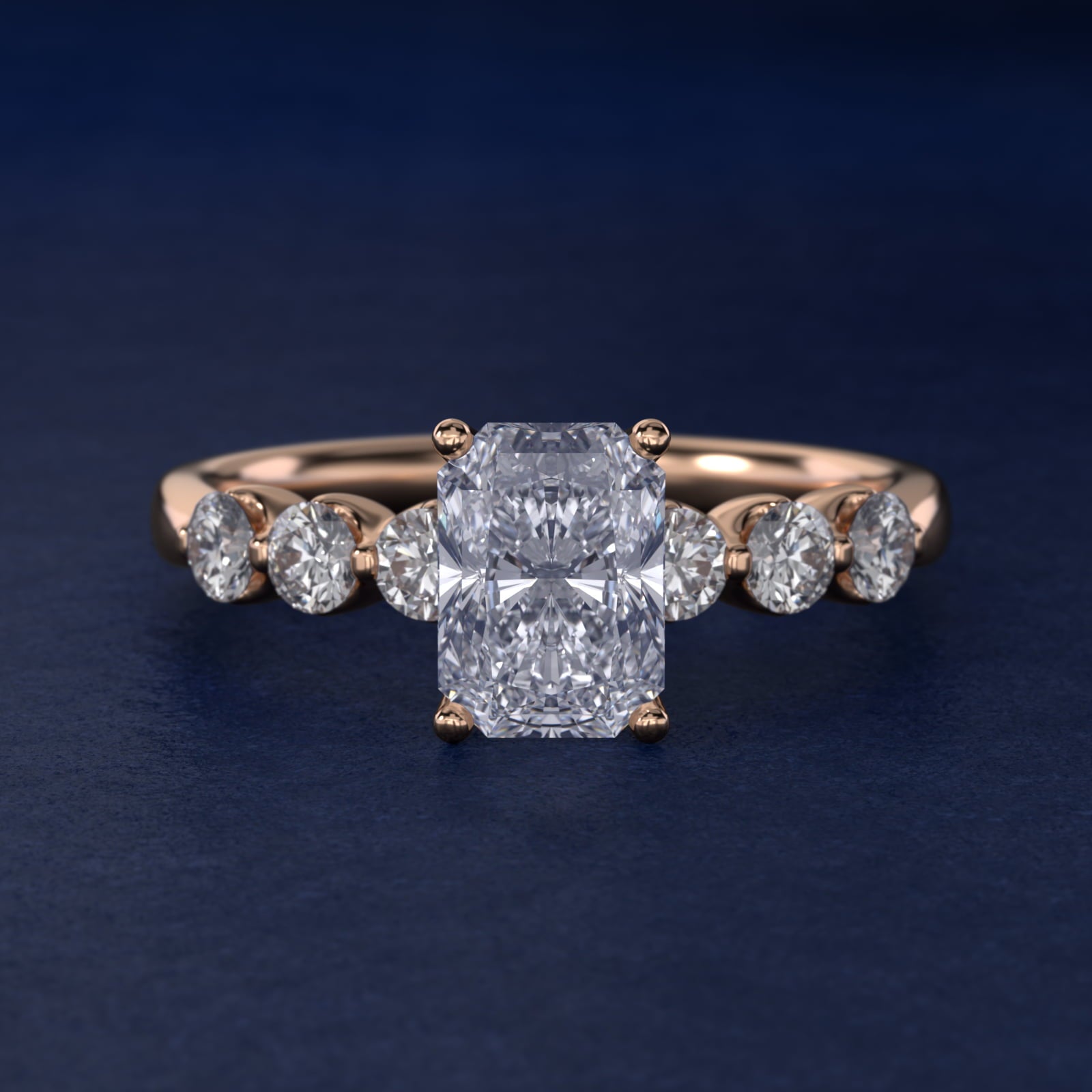 The Gallery Collection™ Floating Diamond Engagement Ring in 14k Rose Gold (1/3 ct. tw.) - Radiant Center