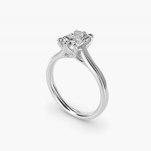 The Gallery Collection Six-Prong Trellis Solitaire Diamond Engagement Ring in 18k White Gold - Radiant Center