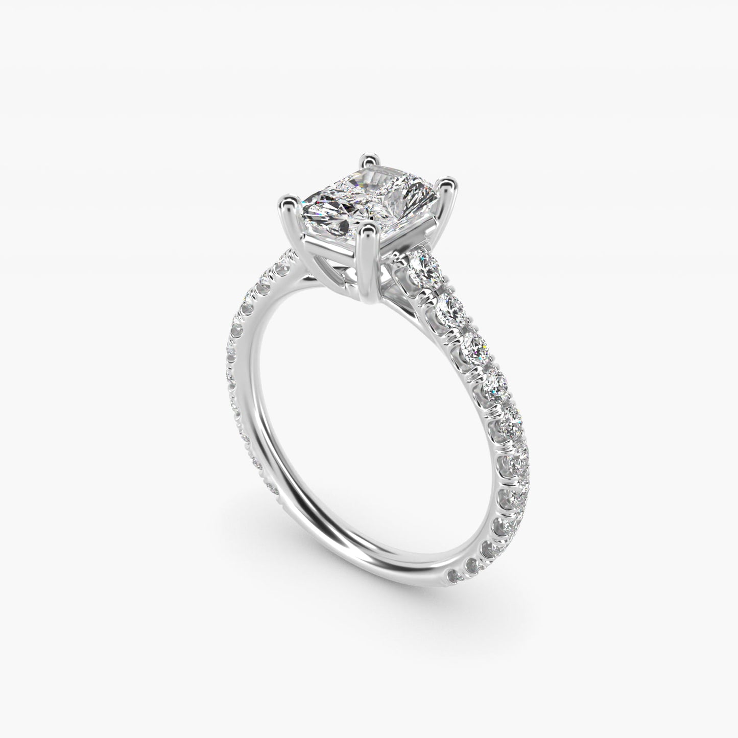 The Gallery Collection™ Cathedral PavŽ Diamond Engagement Ring in 14k White Gold (5/8 ct. tw.) - Radiant Center