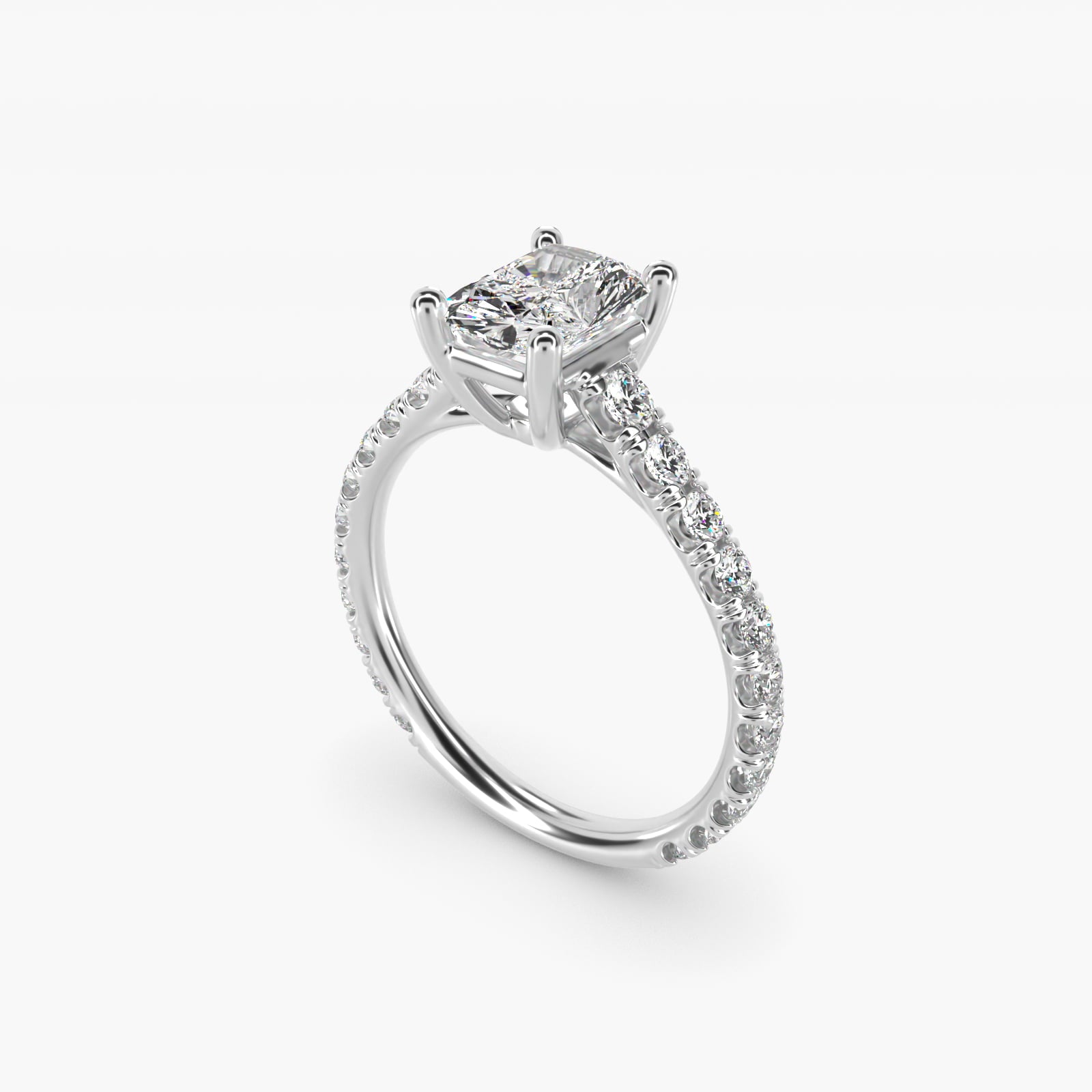 The Gallery Collection™ Cathedral PavŽ Diamond Engagement Ring in 14k White Gold (5/8 ct. tw.) - Radiant Center