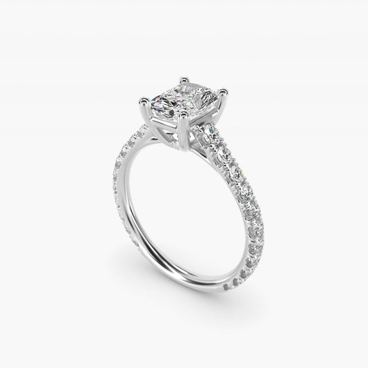 The Gallery Collection™ Cathedral PavŽ Diamond Engagement Ring in 14k White Gold (5/8 ct. tw.) - Radiant Center