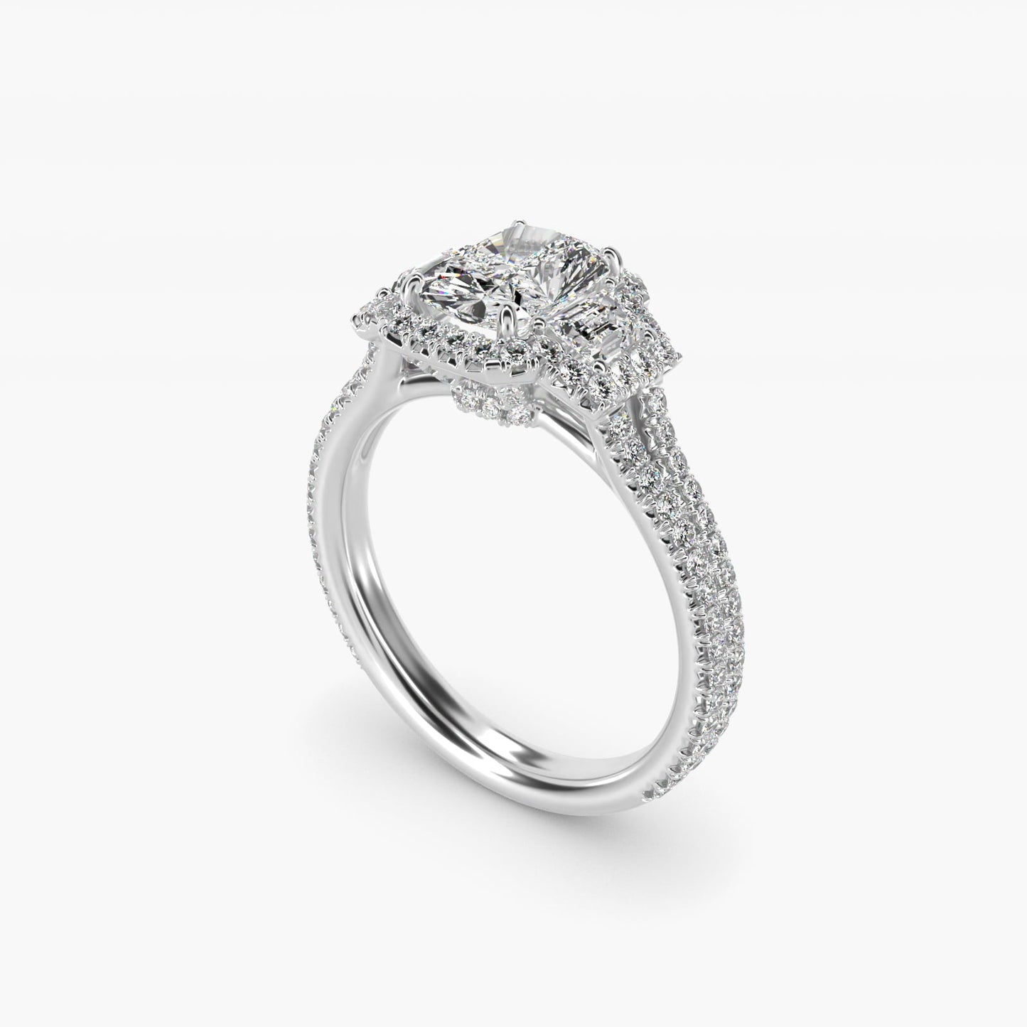 The Gallery Collection? Cathedral Pav? Diamond Engagement Ring in 18k White Gold (5/8 ct. tw.) - Radiant Center