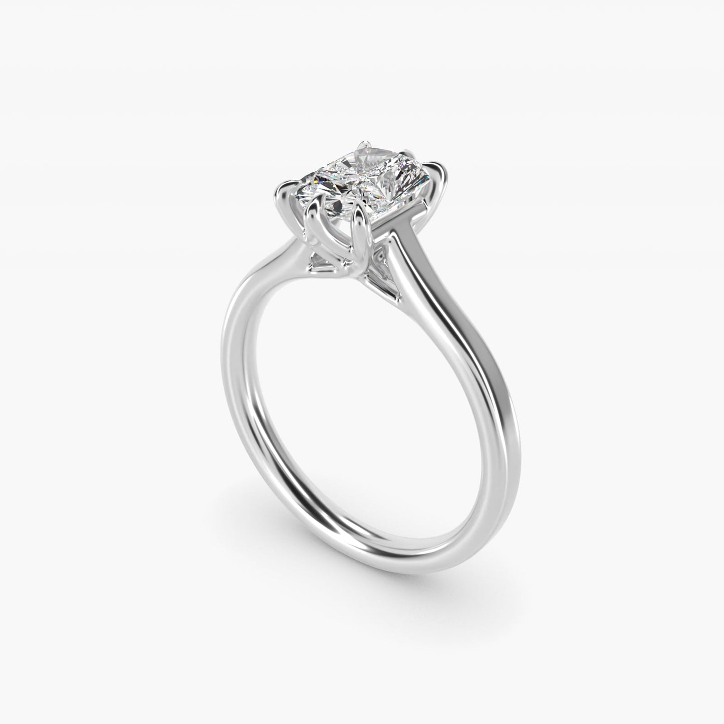 The Gallery Collection Six-Prong Trellis Solitaire Diamond Engagement Ring in 14k White Gold - Radiant Center