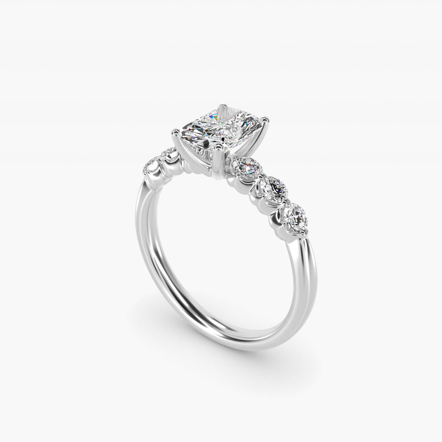The Gallery Collection™ Floating Diamond Engagement Ring in 14k White Gold (1/3 ct. tw.) - Radiant Center