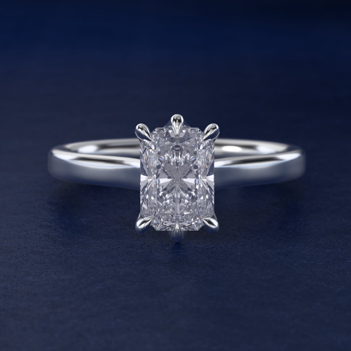 The Gallery Collection Six-Prong Trellis Solitaire Diamond Engagement Ring in 14k White Gold - Radiant Center