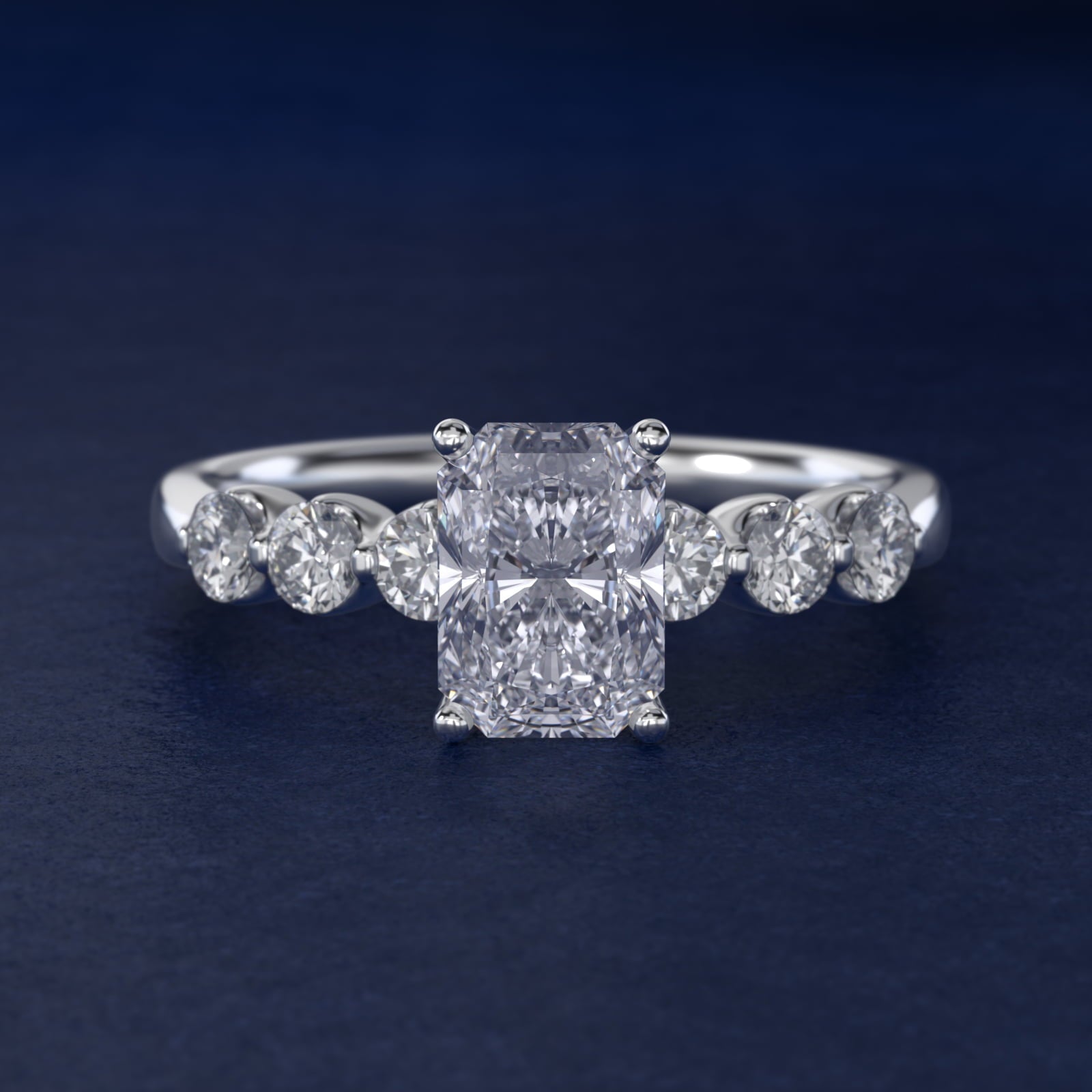 The Gallery Collection™ Floating Diamond Engagement Ring in 14k White Gold (1/3 ct. tw.) - Radiant Center