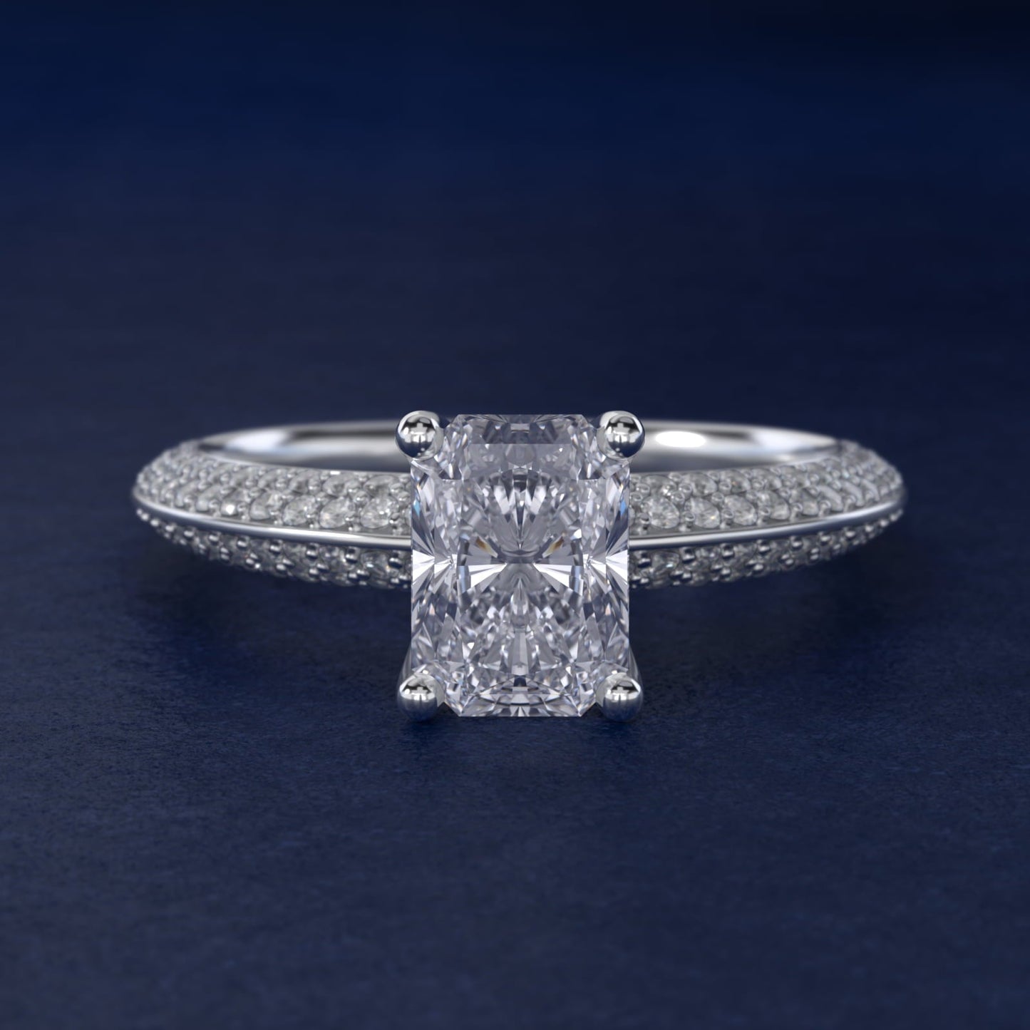 The Gallery Collection? Floating Diamond Engagement Ring in 18k White Gold (1/3 ct. tw.) - Radiant Center