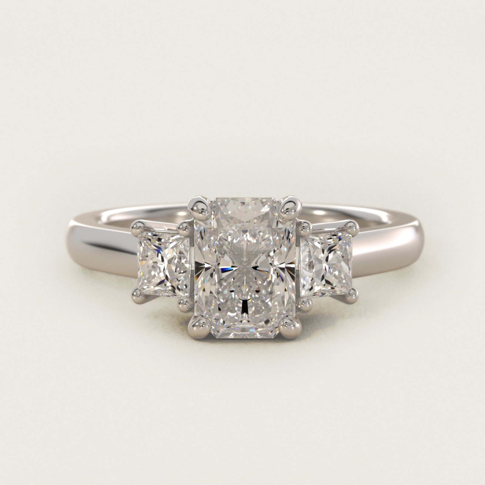 The Gallery Collectionª Princess-Cut Three-Stone Diamond Engagement Ring in 18k White Gold (3/8 ct. tw.) - Radiant Center