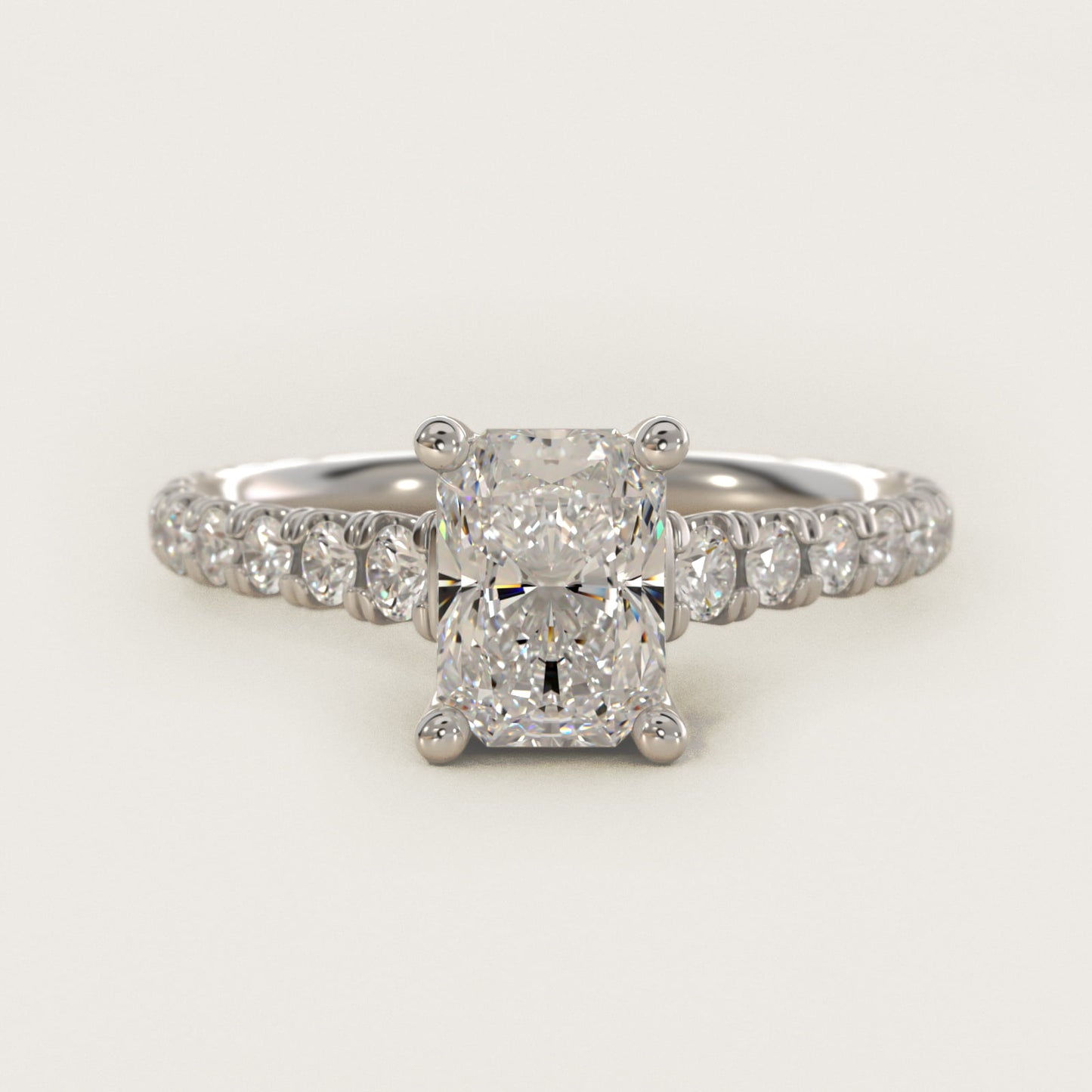 The Gallery Collection™ Cathedral PavŽ Diamond Engagement Ring in 14k White Gold (5/8 ct. tw.) - Radiant Center
