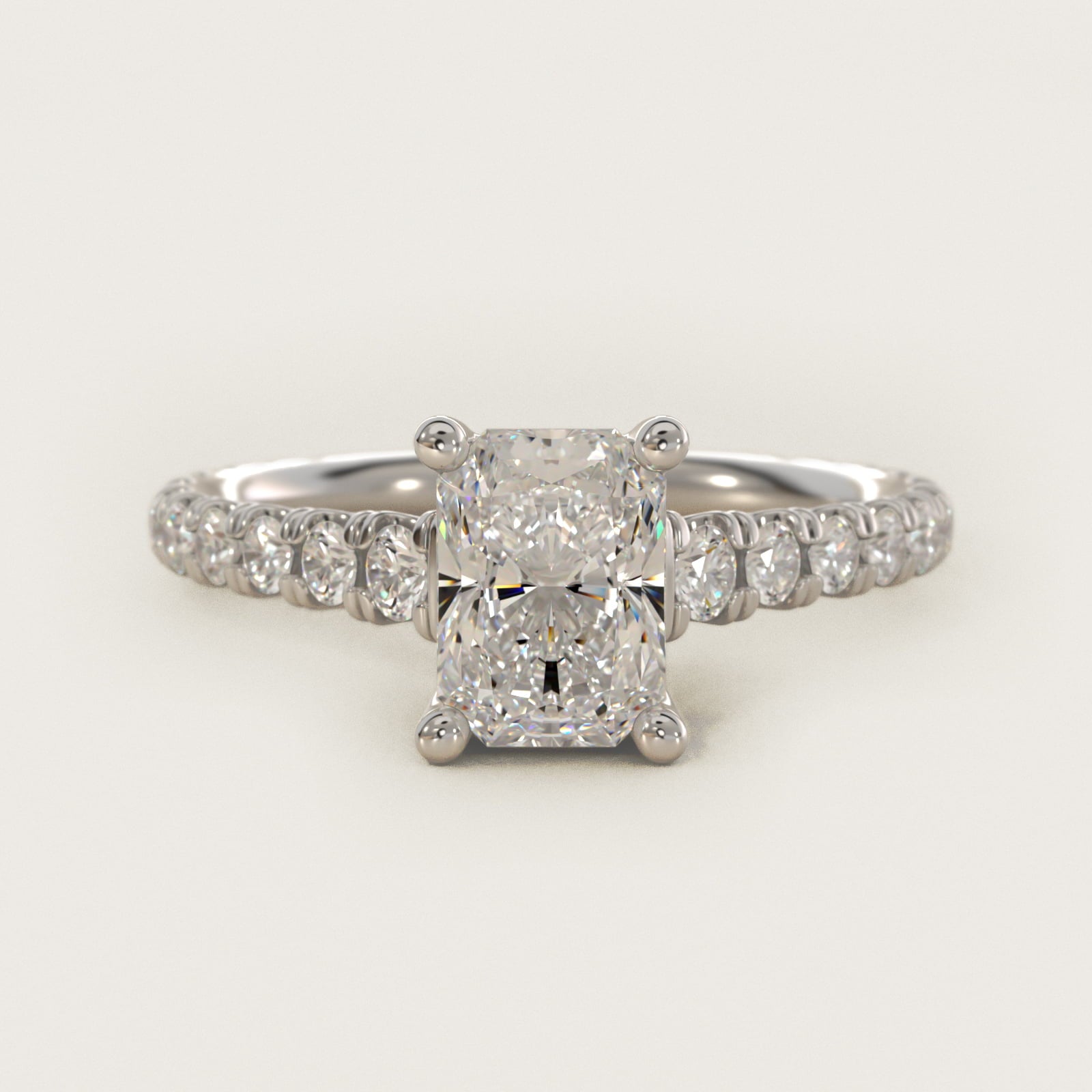 The Gallery Collection™ Cathedral PavŽ Diamond Engagement Ring in 14k White Gold (5/8 ct. tw.) - Radiant Center